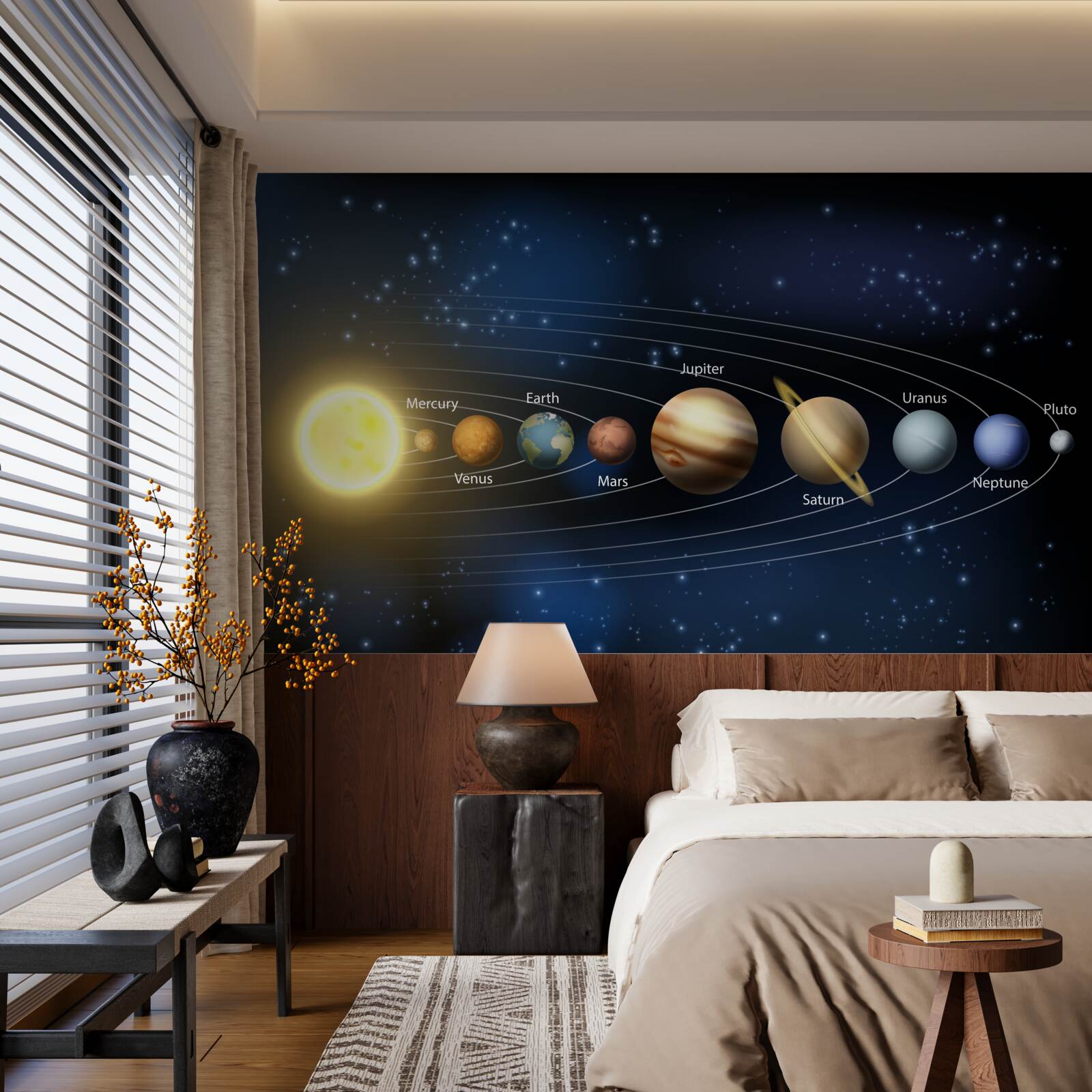 Fotobehang de volgorde van rotatie van de planeten rond ons melkwegstelsel