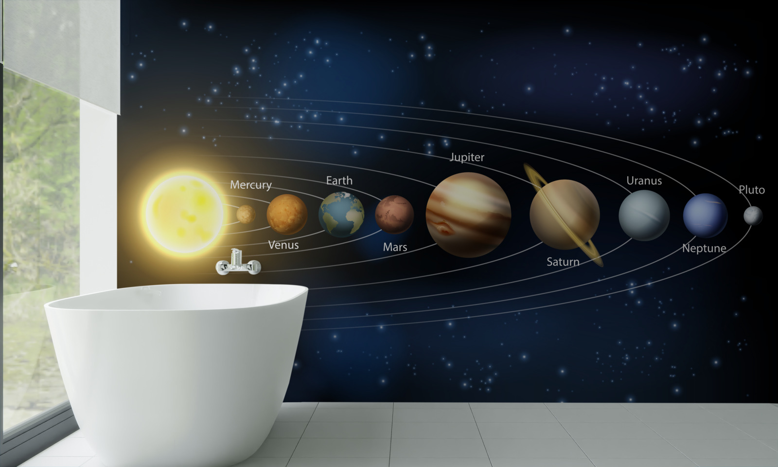 Fotobehang de volgorde van rotatie van de planeten rond ons melkwegstelsel