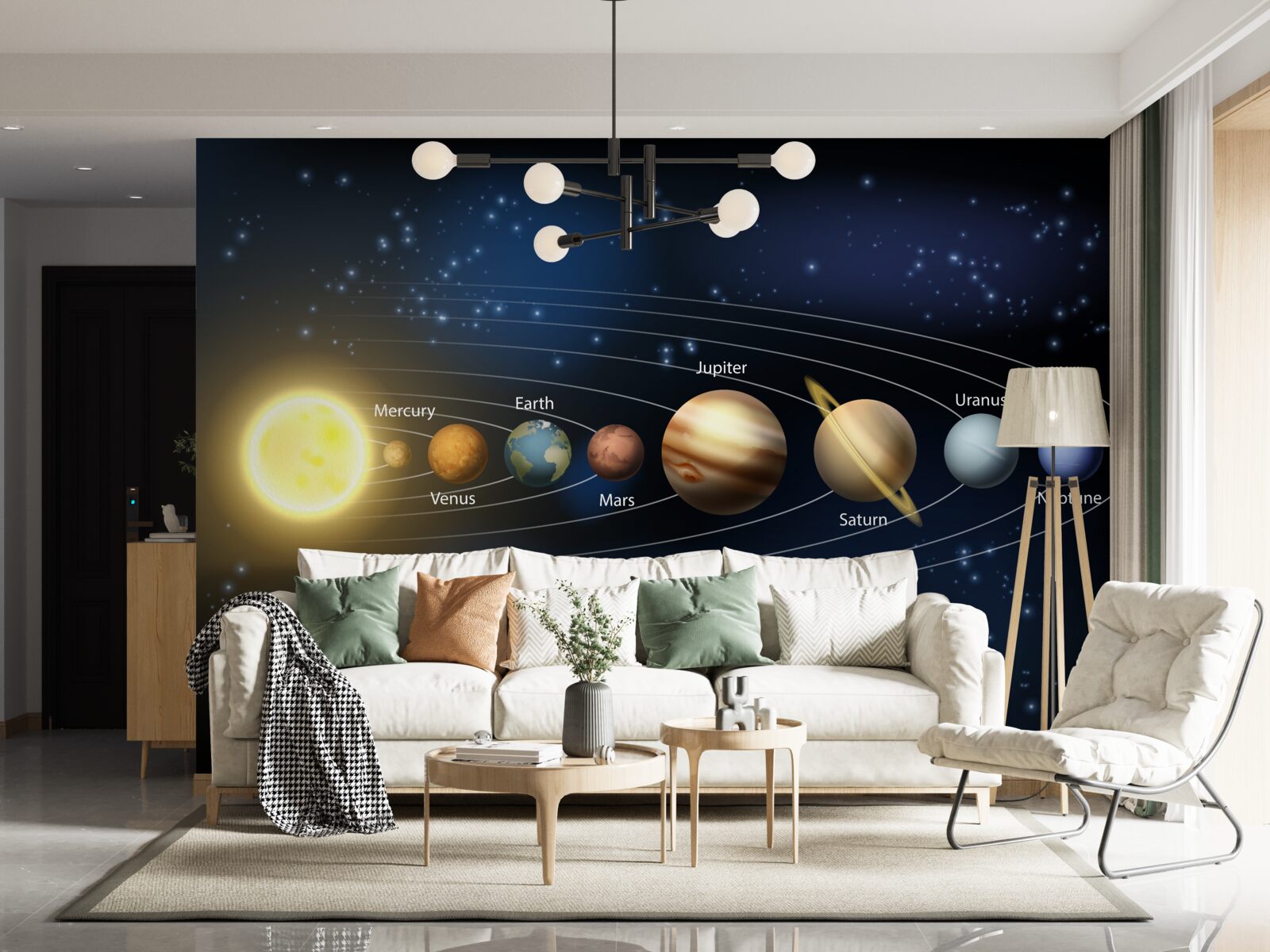 Fotobehang de volgorde van rotatie van de planeten rond ons melkwegstelsel