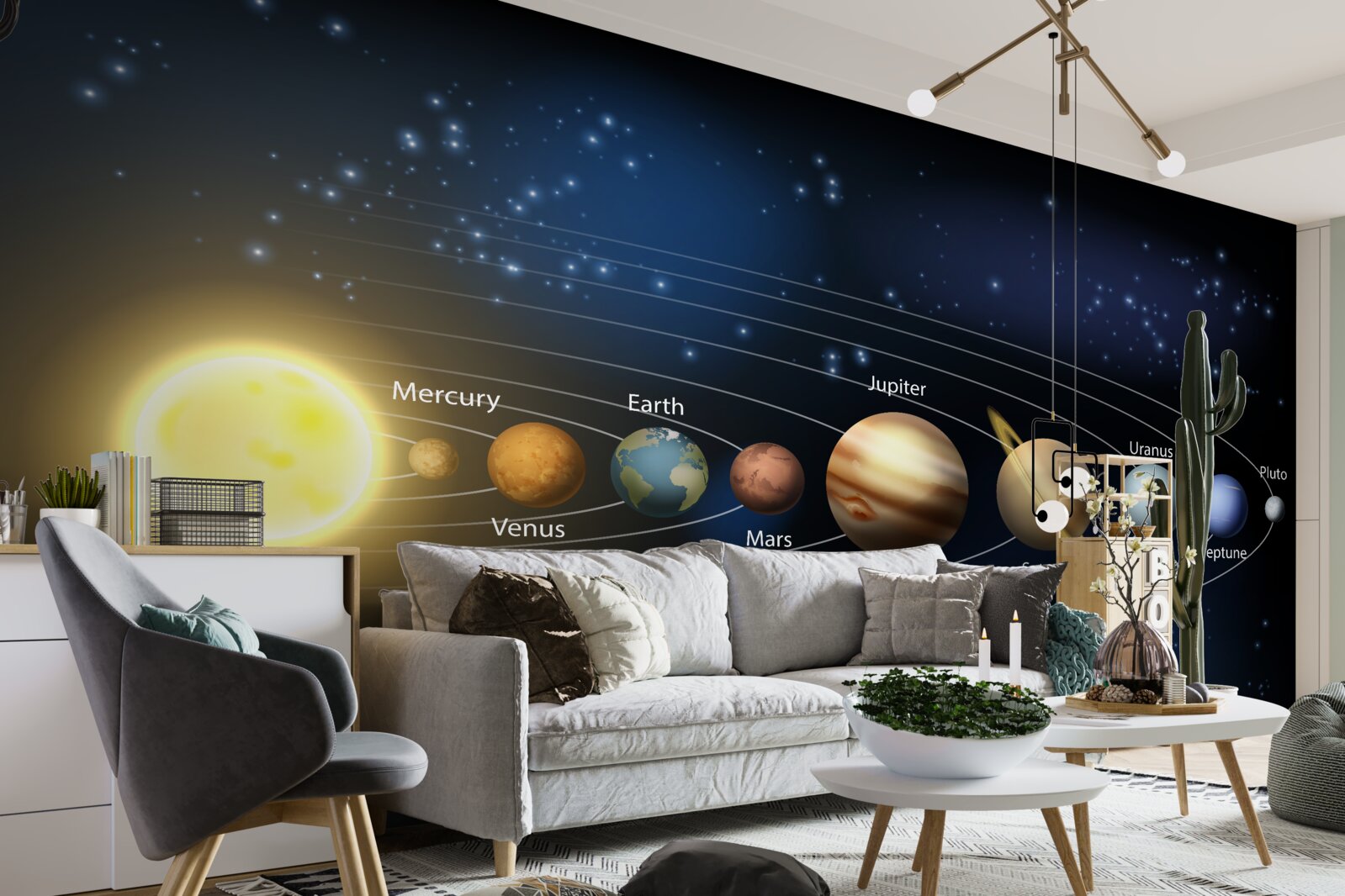 Fotobehang de volgorde van rotatie van de planeten rond ons melkwegstelsel