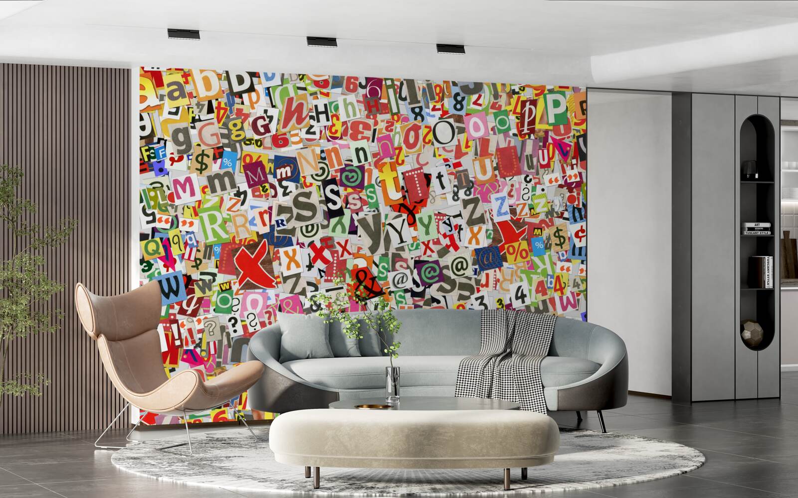 Fotobehang graffiti bevat veel letters en cijfers