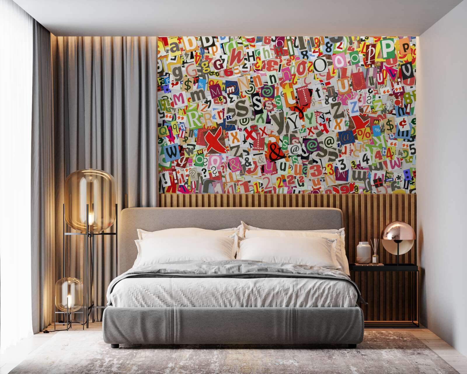 Fotobehang graffiti bevat veel letters en cijfers