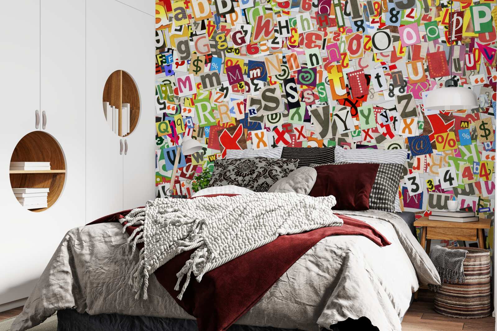 Fotobehang graffiti bevat veel letters en cijfers