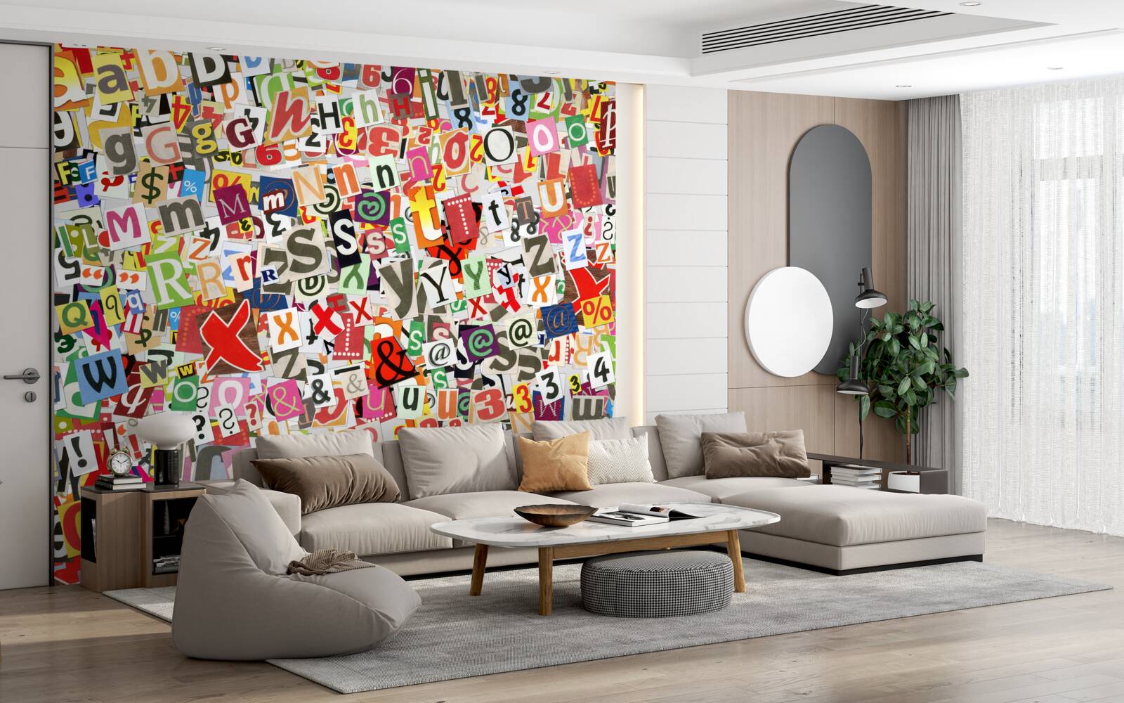 Fotobehang graffiti bevat veel letters en cijfers