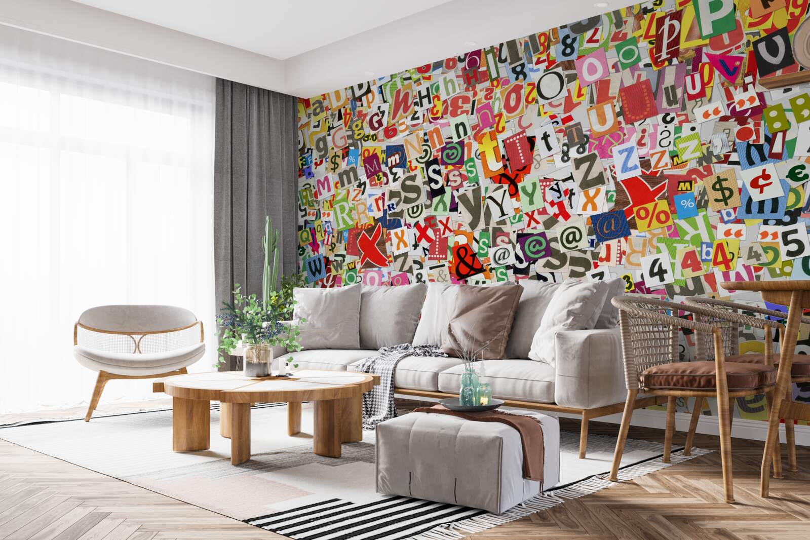 Fotobehang graffiti bevat veel letters en cijfers