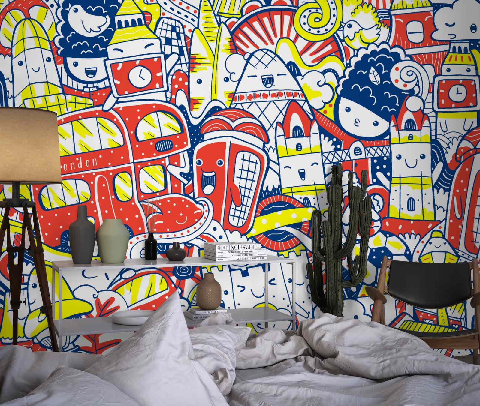 Fotobehang heldere graffiti op de muur