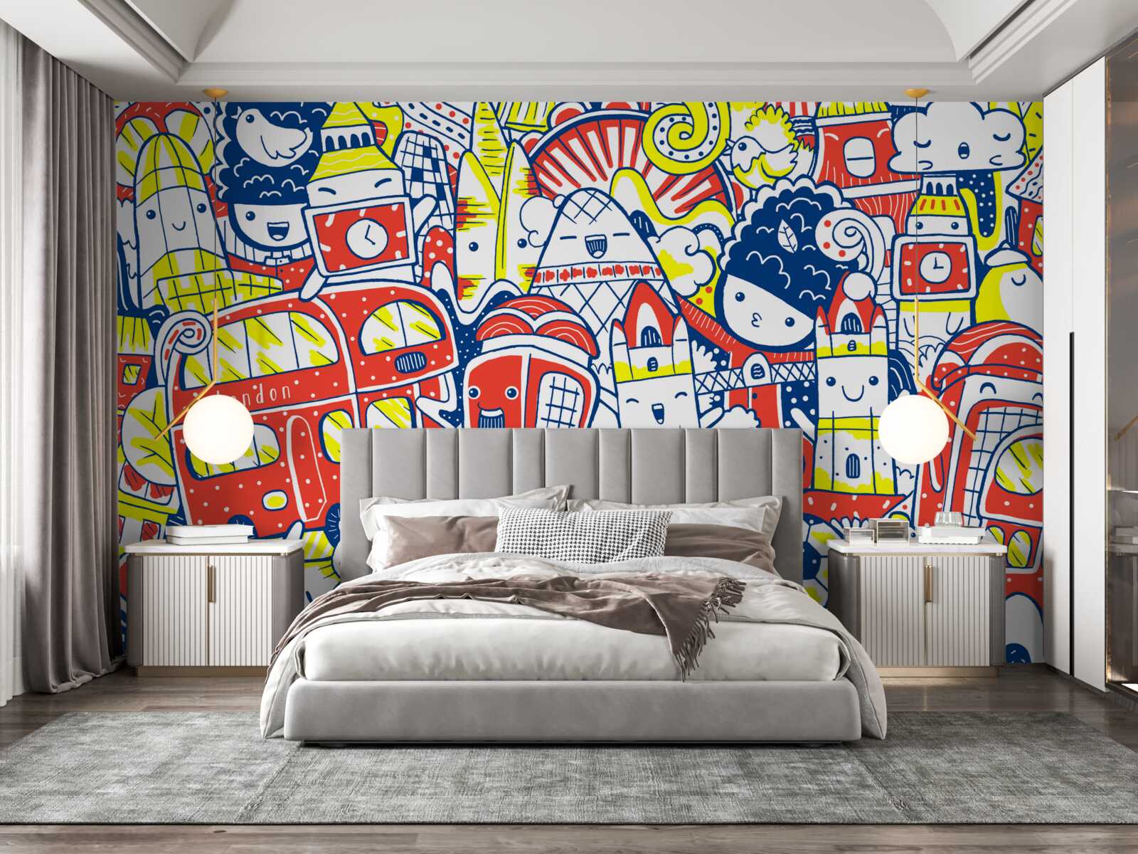 Fotobehang heldere graffiti op de muur