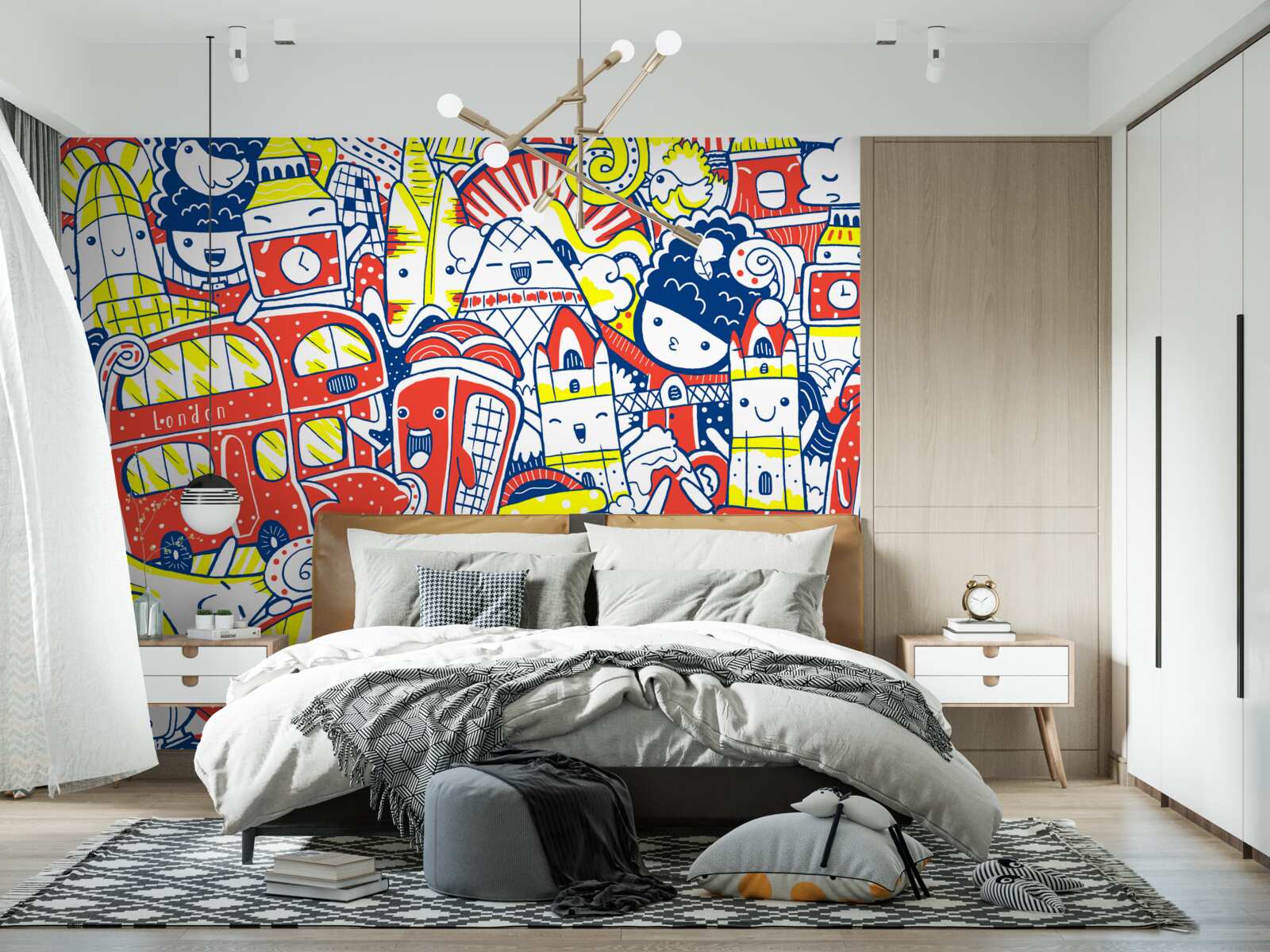 Fotobehang heldere graffiti op de muur