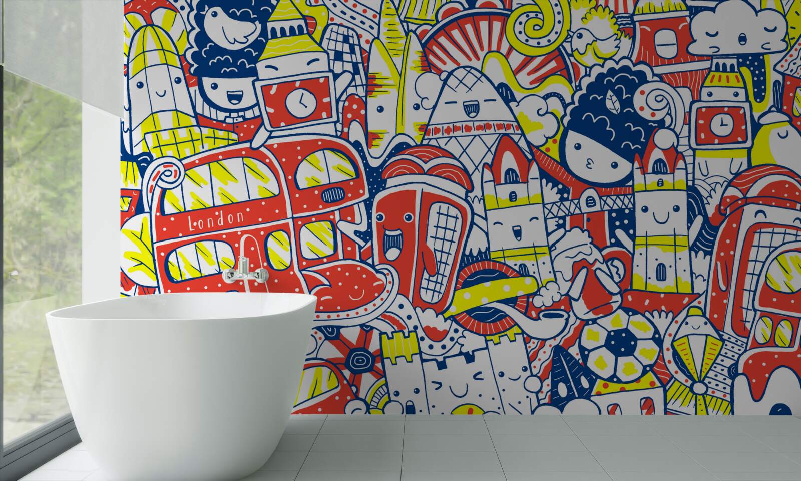 Fotobehang heldere graffiti op de muur