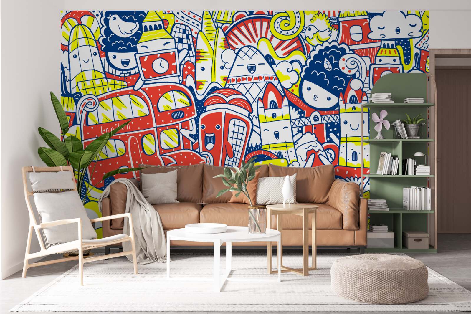 Fotobehang heldere graffiti op de muur