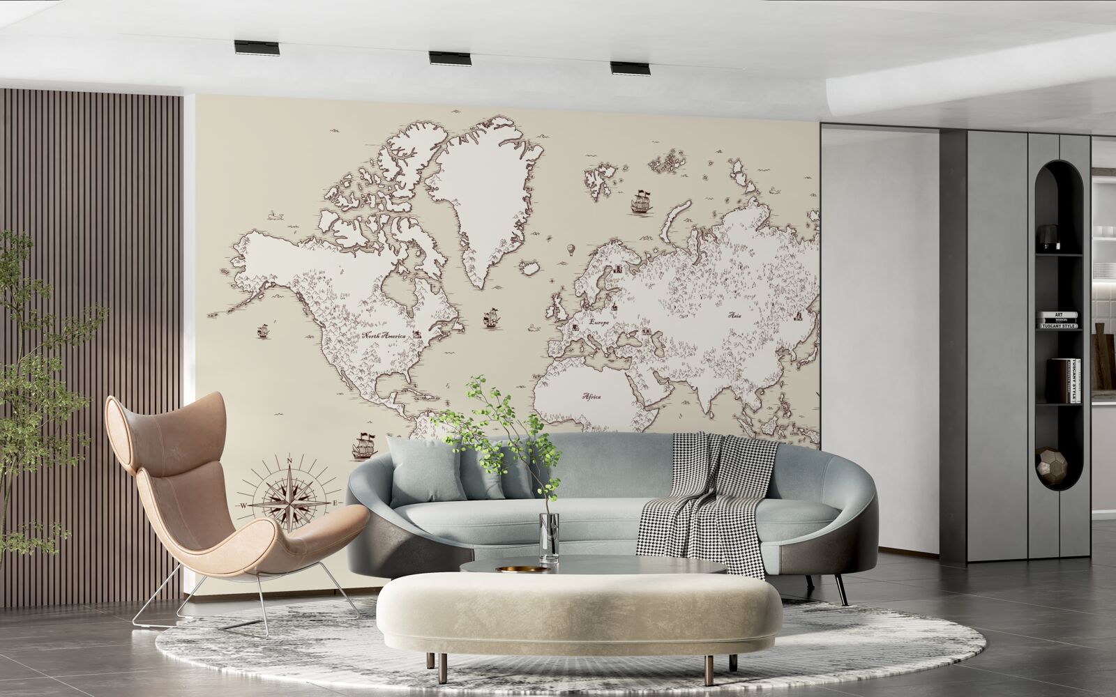 Fotobehang wereldkaart zonder tekens en symbolen