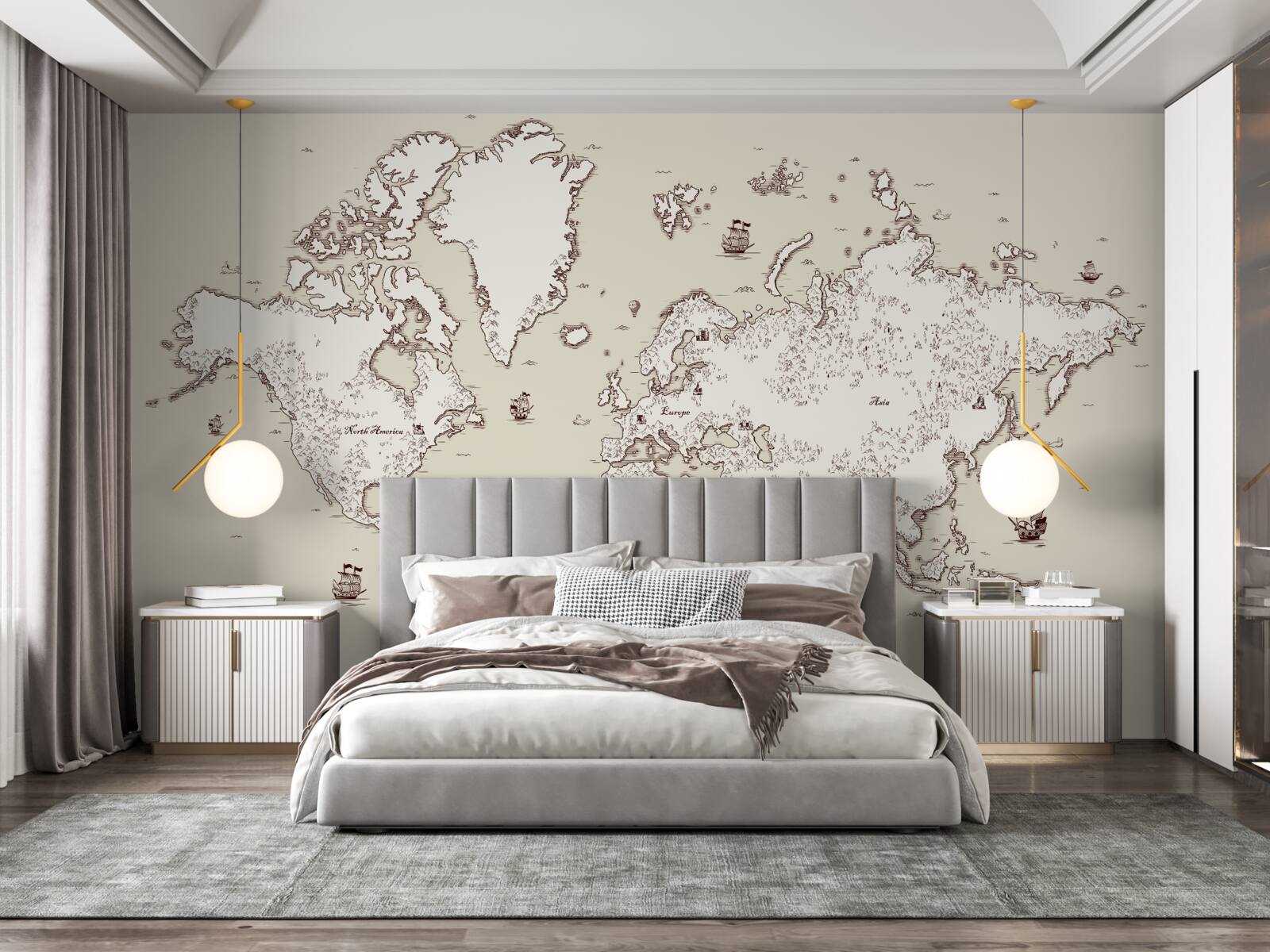 Fotobehang wereldkaart zonder tekens en symbolen