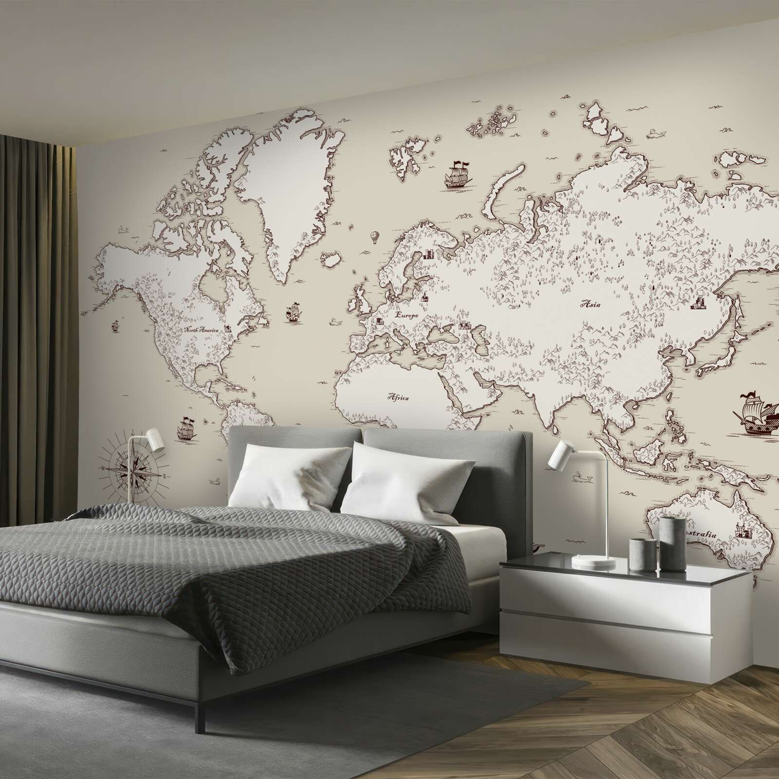 Fotobehang wereldkaart zonder tekens en symbolen