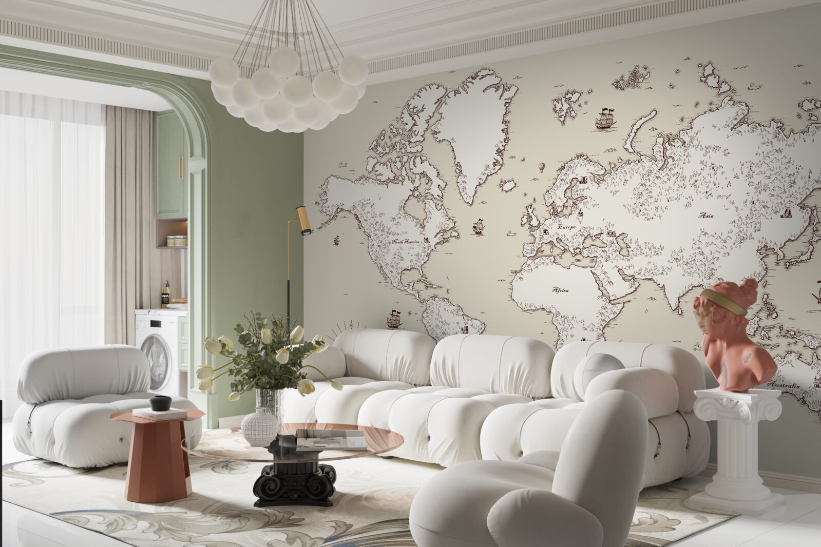 Fotobehang wereldkaart zonder tekens en symbolen