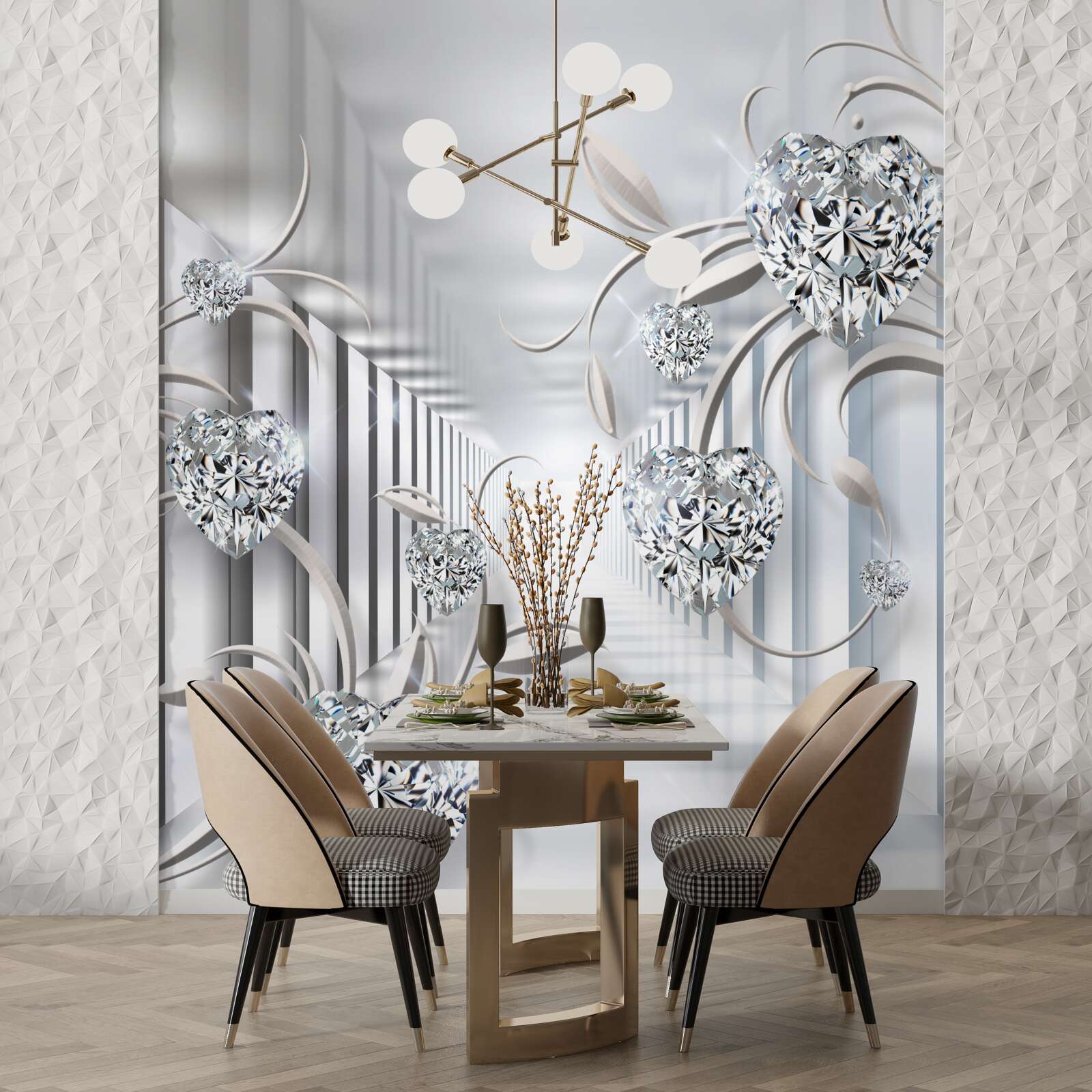 Fotobehang gang met abstracte decoratie