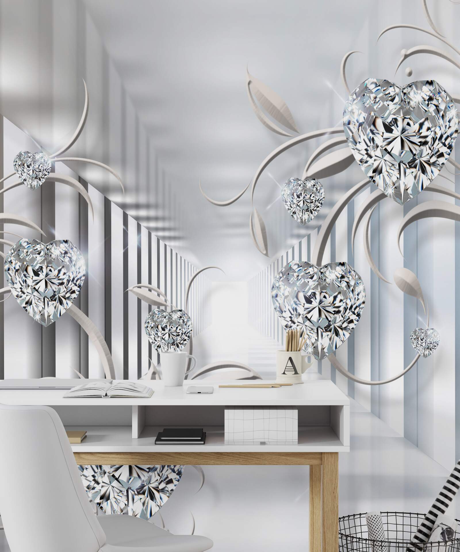 Fotobehang gang met abstracte decoratie