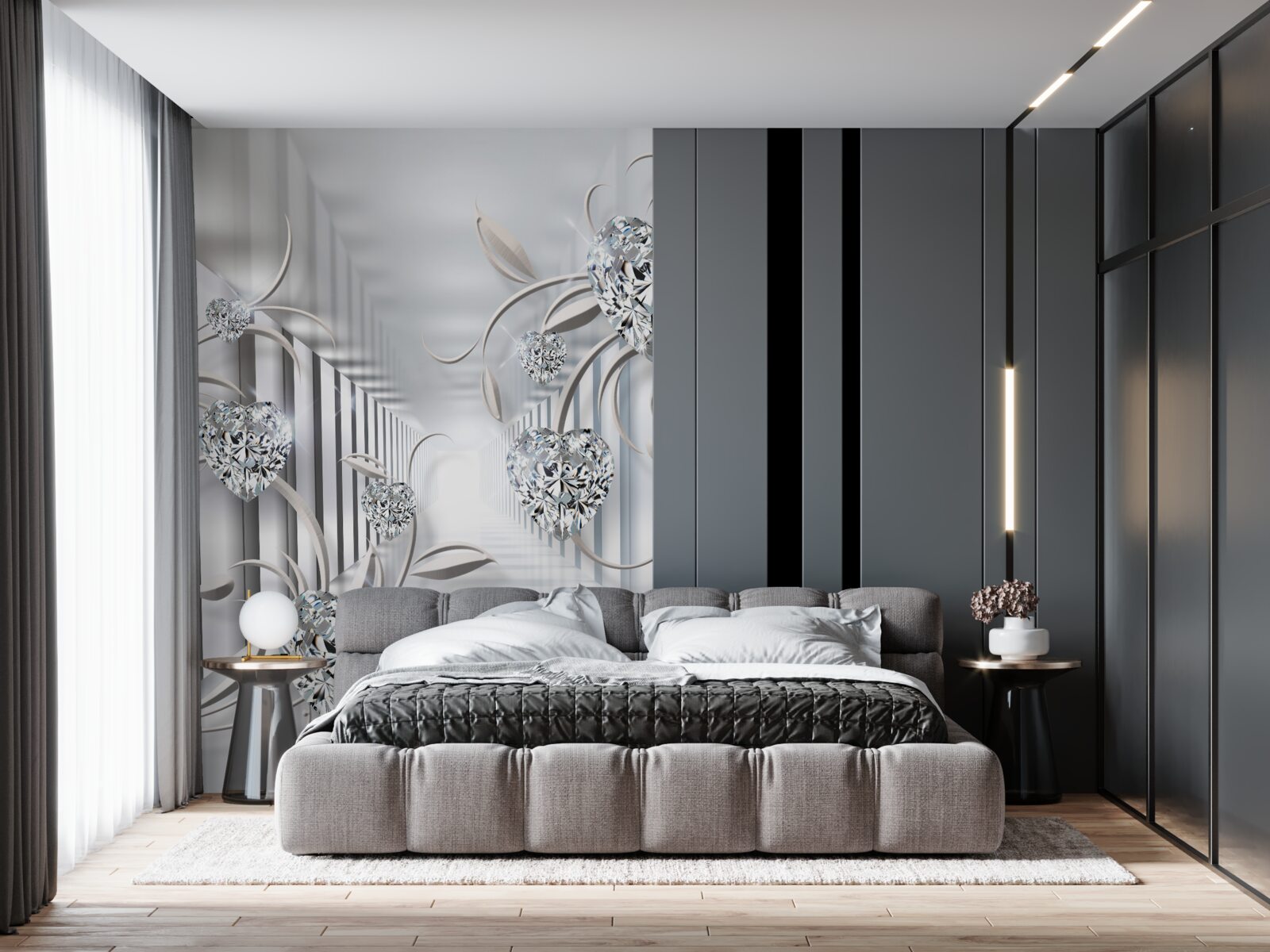 Fotobehang gang met abstracte decoratie