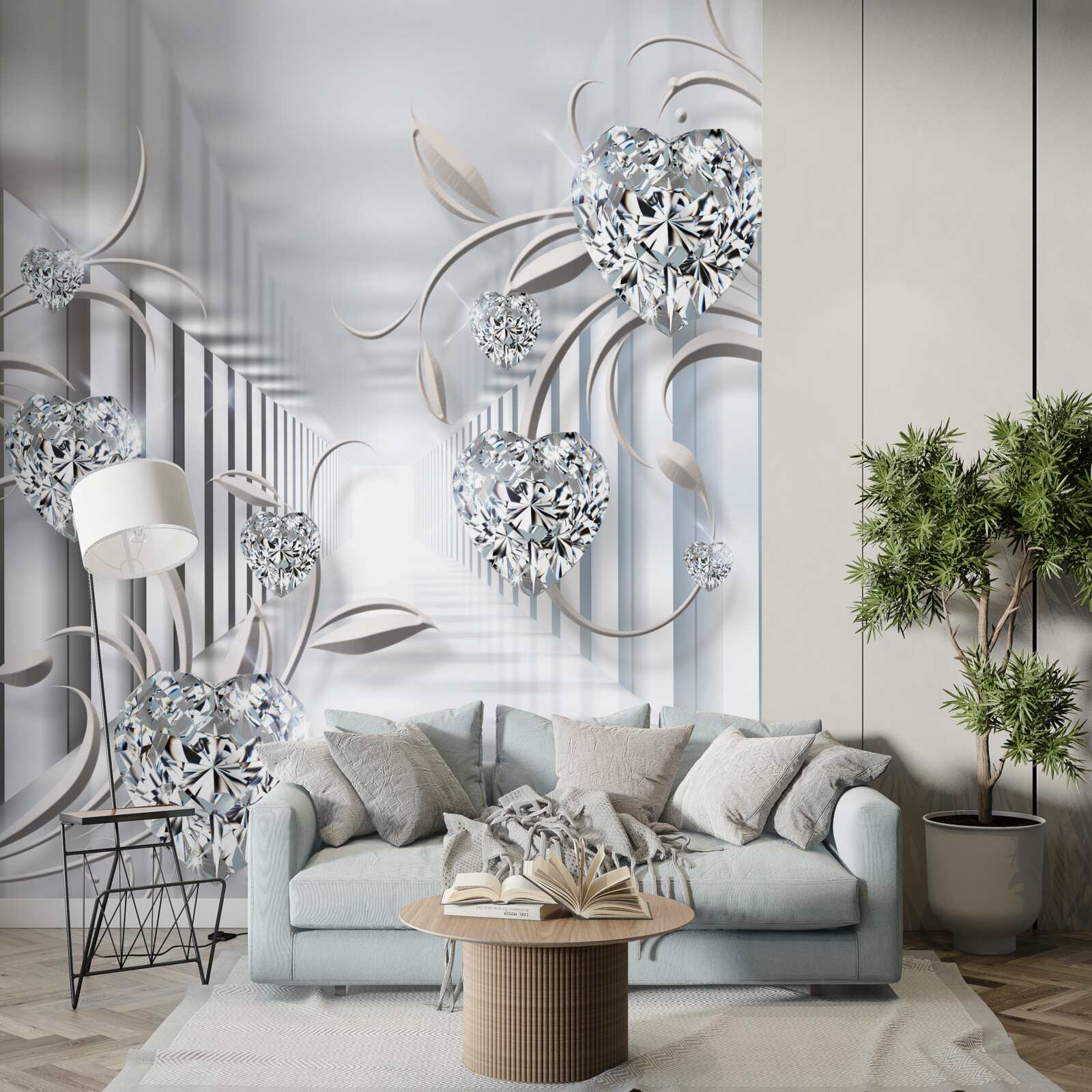 Fotobehang gang met abstracte decoratie