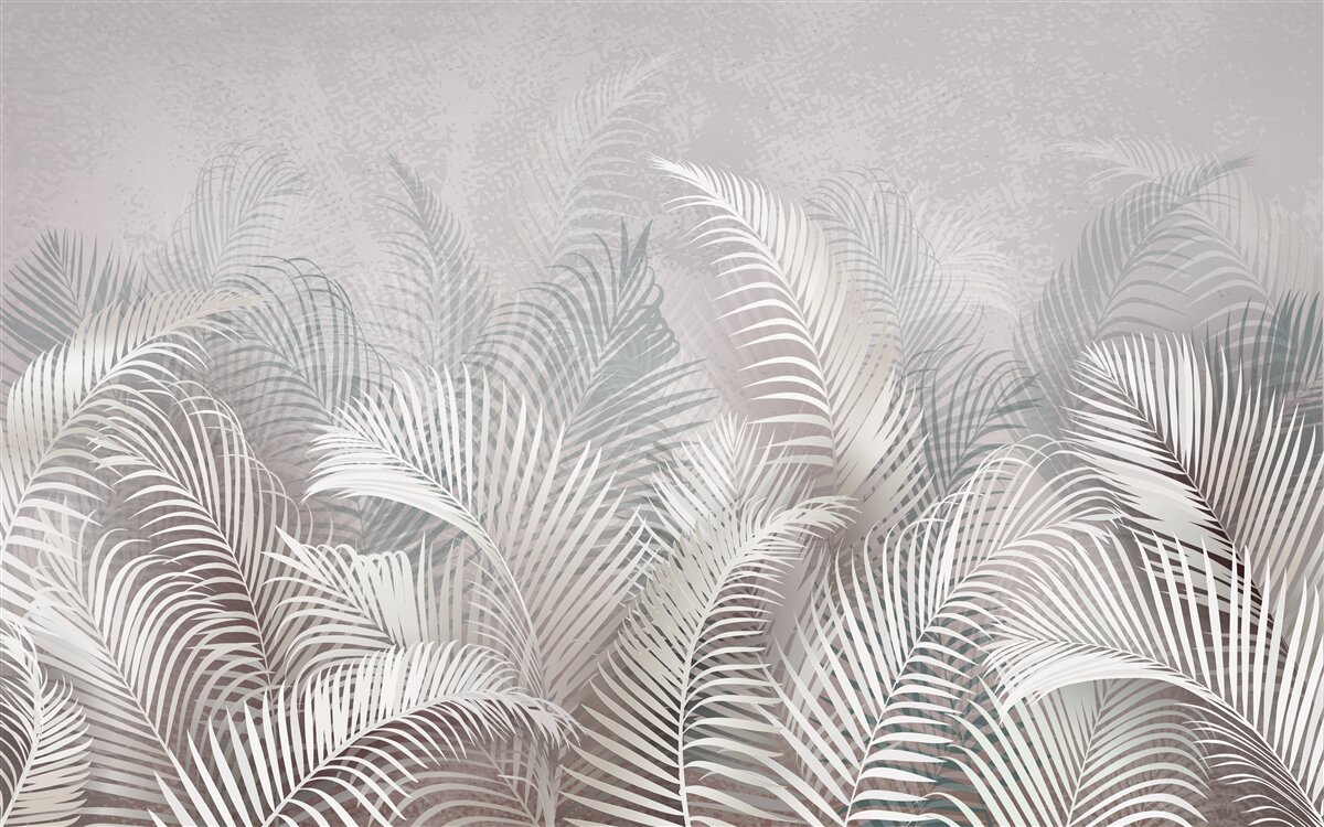 Fotobehang palmbladeren in de mist