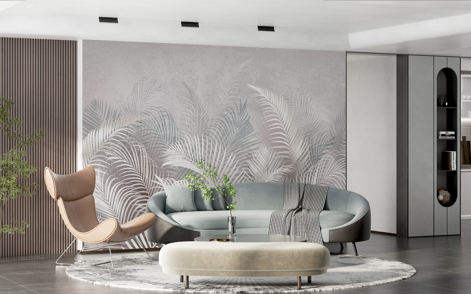 Fotobehang palmbladeren in de mist