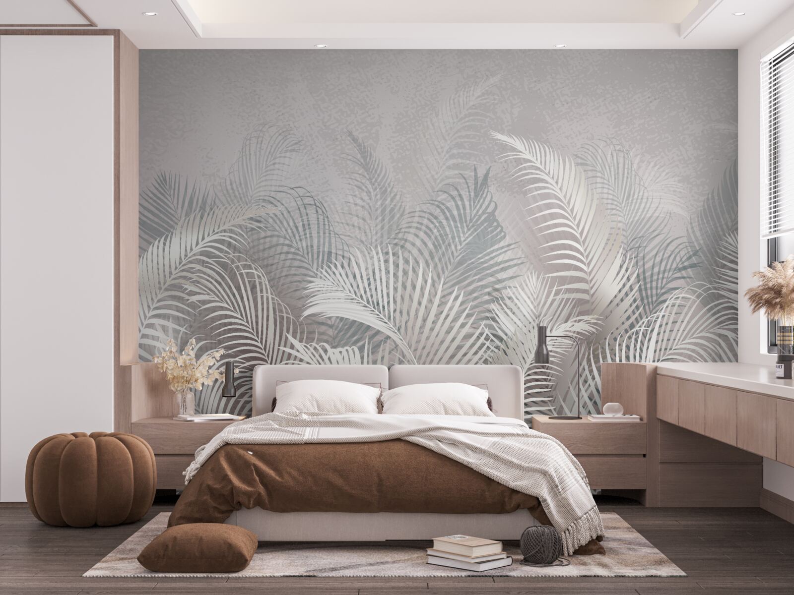 Fotobehang palmbladeren in de mist