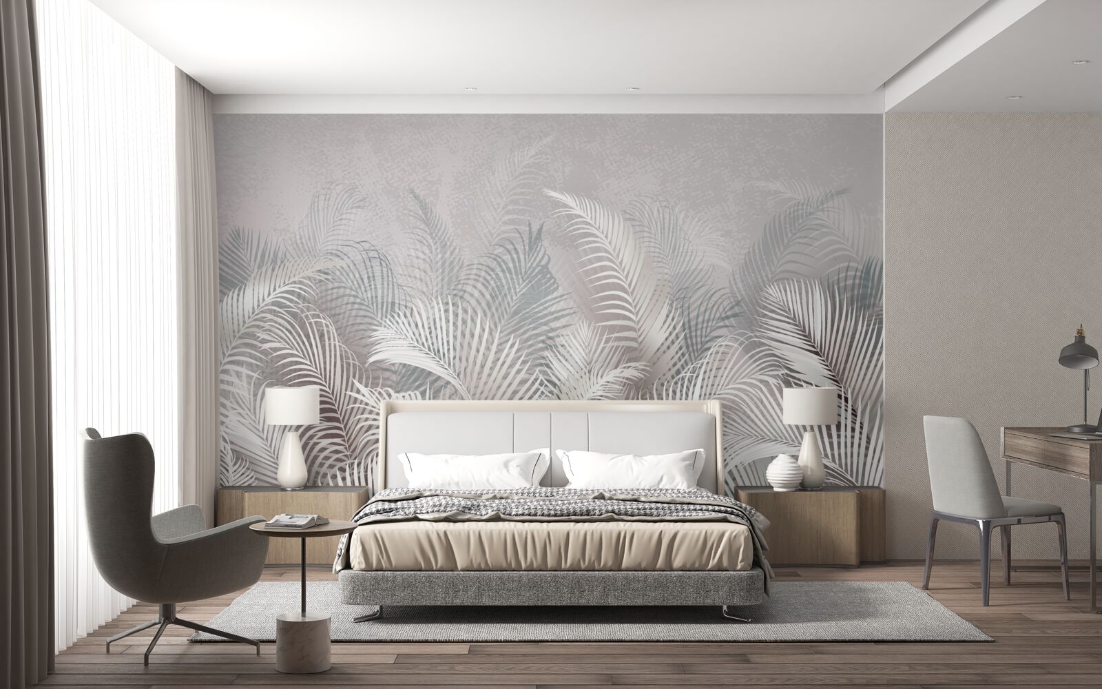 Fotobehang palmbladeren in de mist