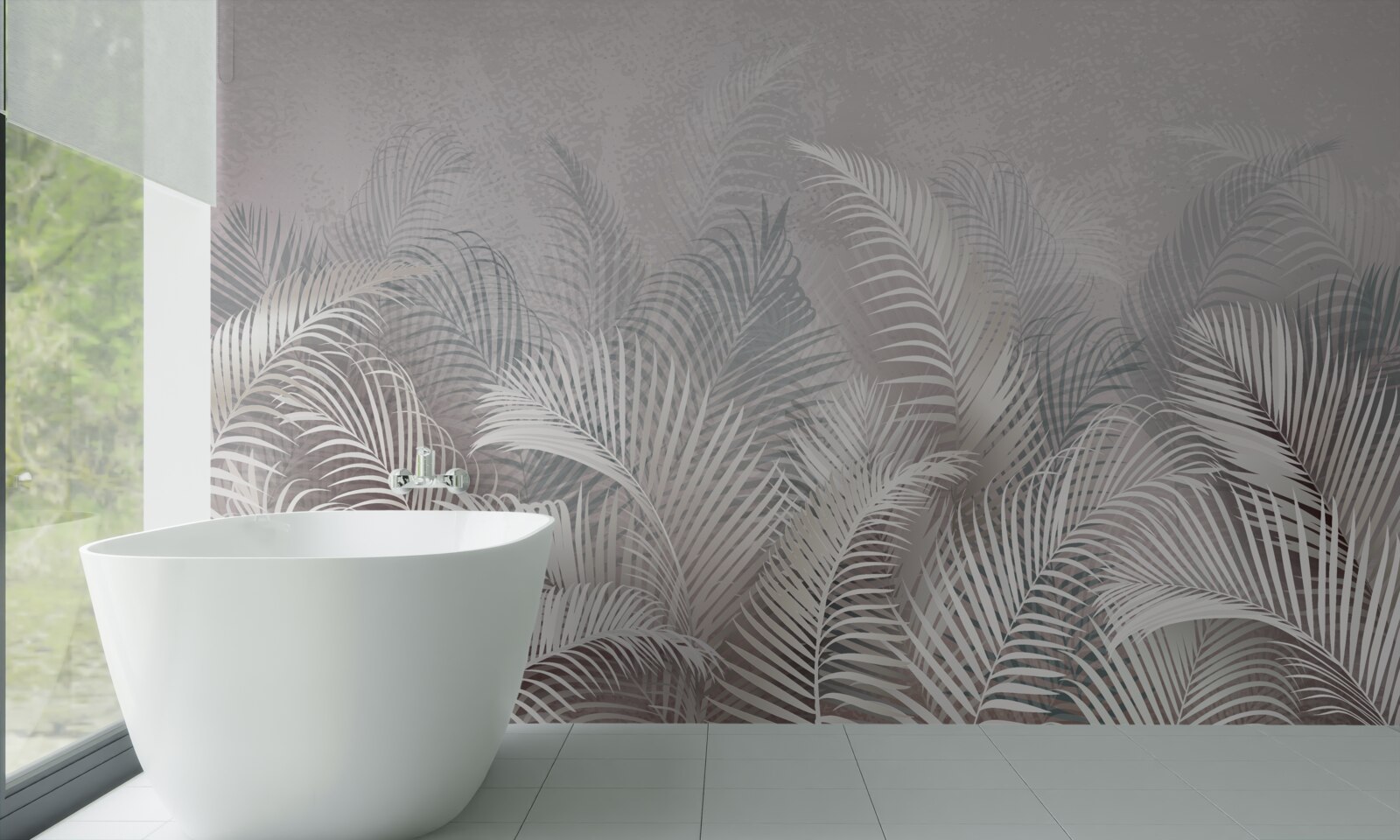 Fotobehang palmbladeren in de mist
