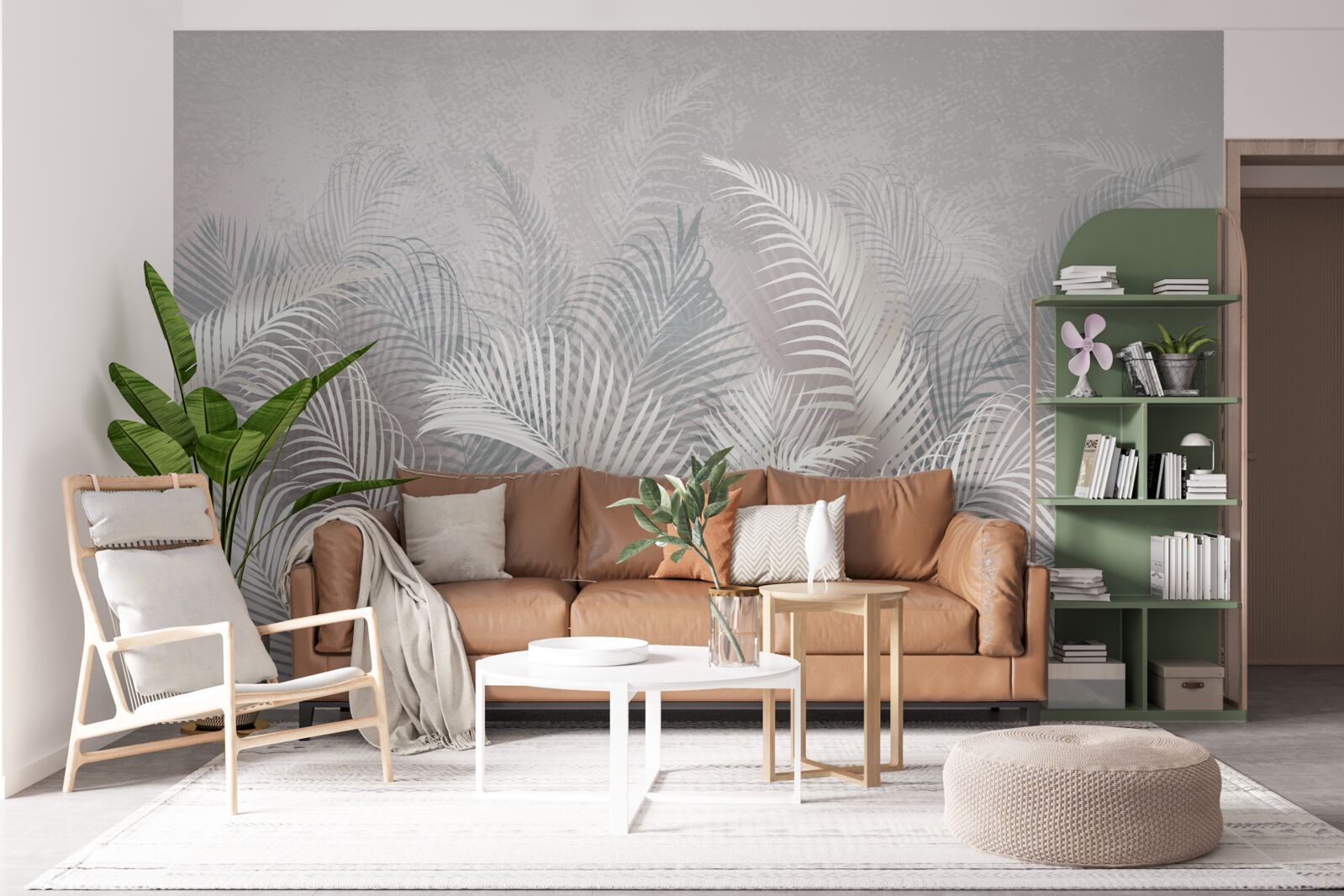 Fotobehang palmbladeren in de mist