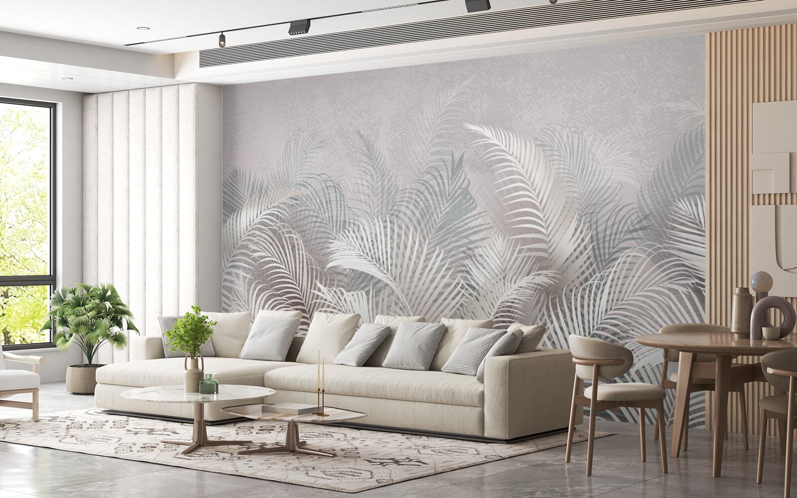 Fotobehang palmbladeren in de mist