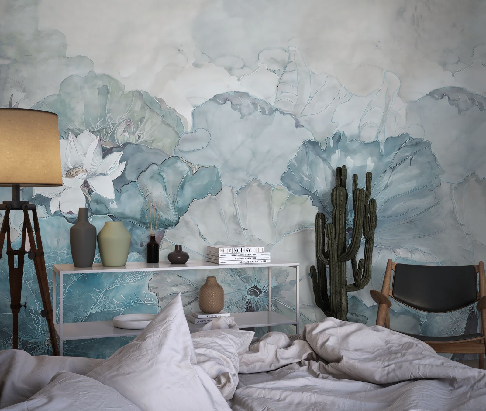 Fotobehang mist omhult de tropische vegetatie