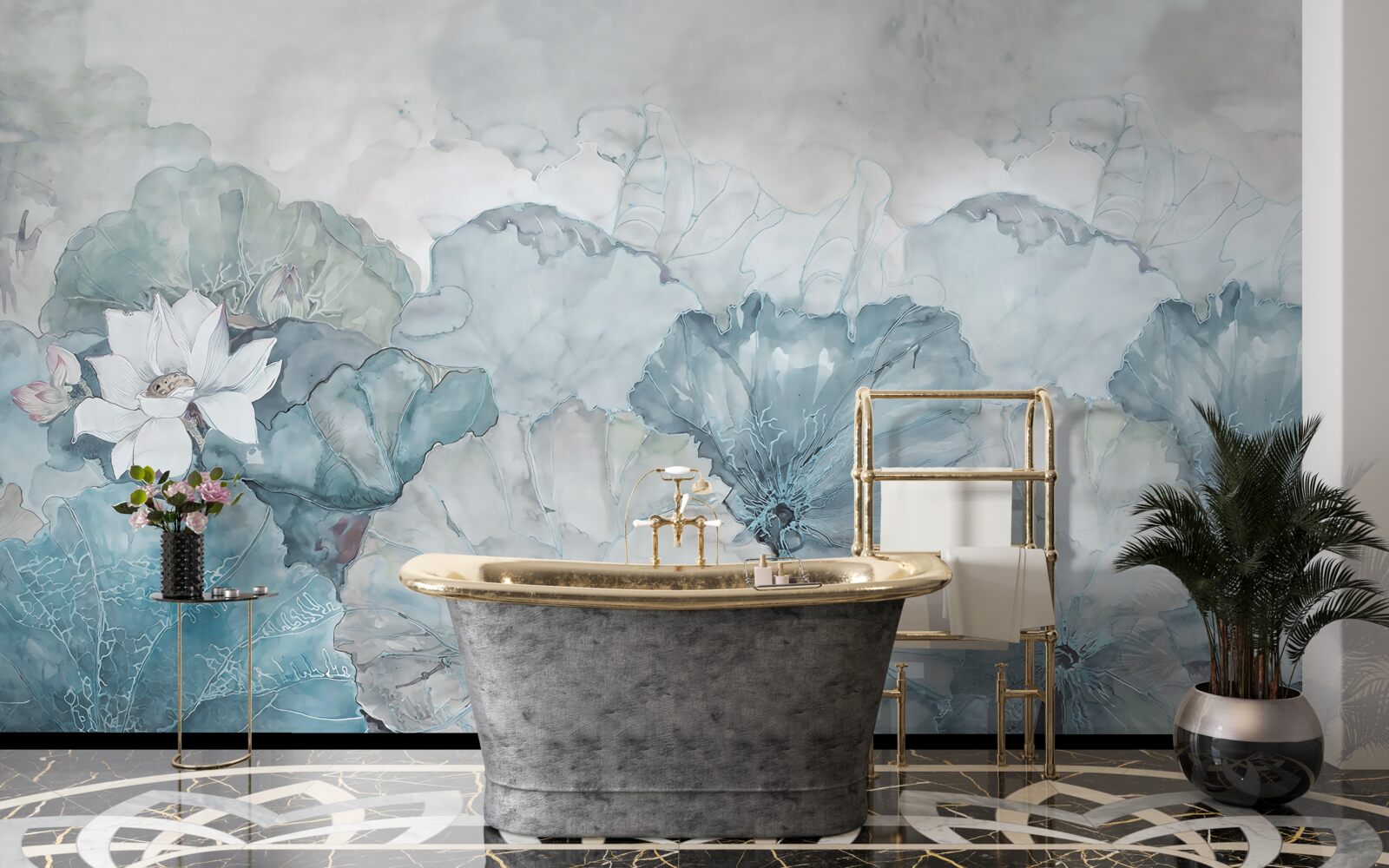 Fotobehang mist omhult de tropische vegetatie