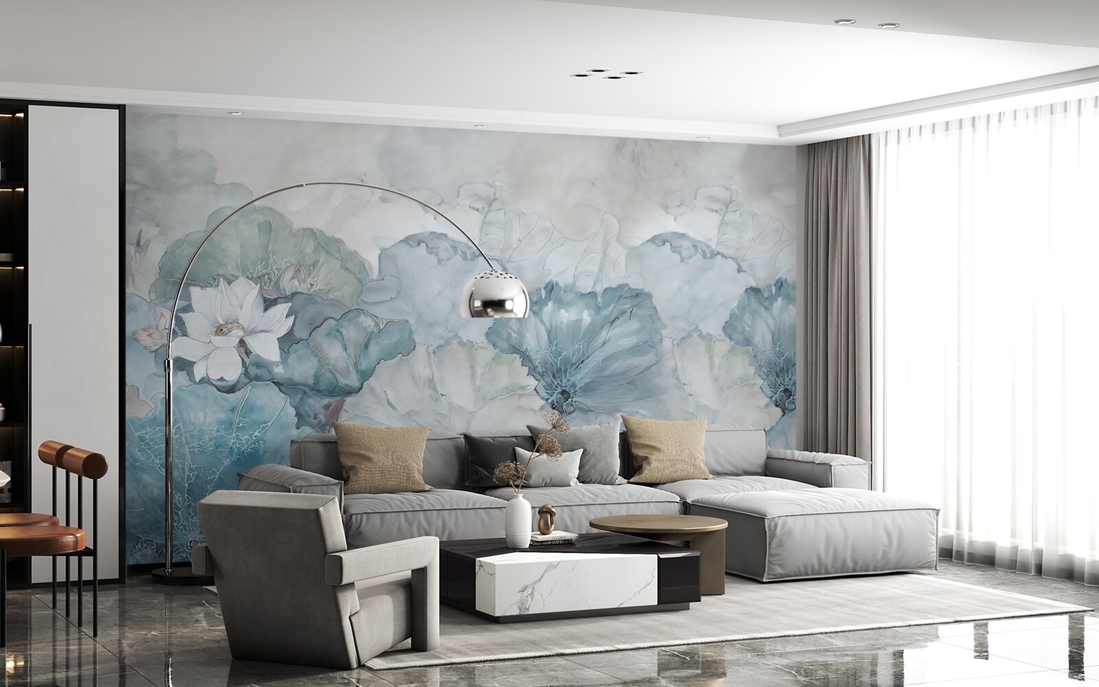 Fotobehang mist omhult de tropische vegetatie