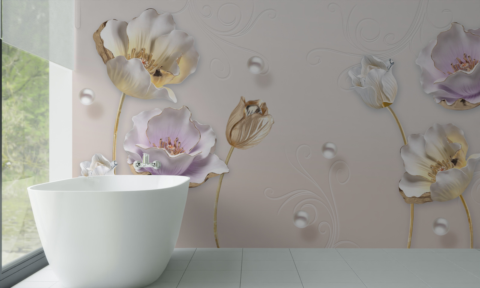 Fotobehang dunne knoppen op een zachte rug