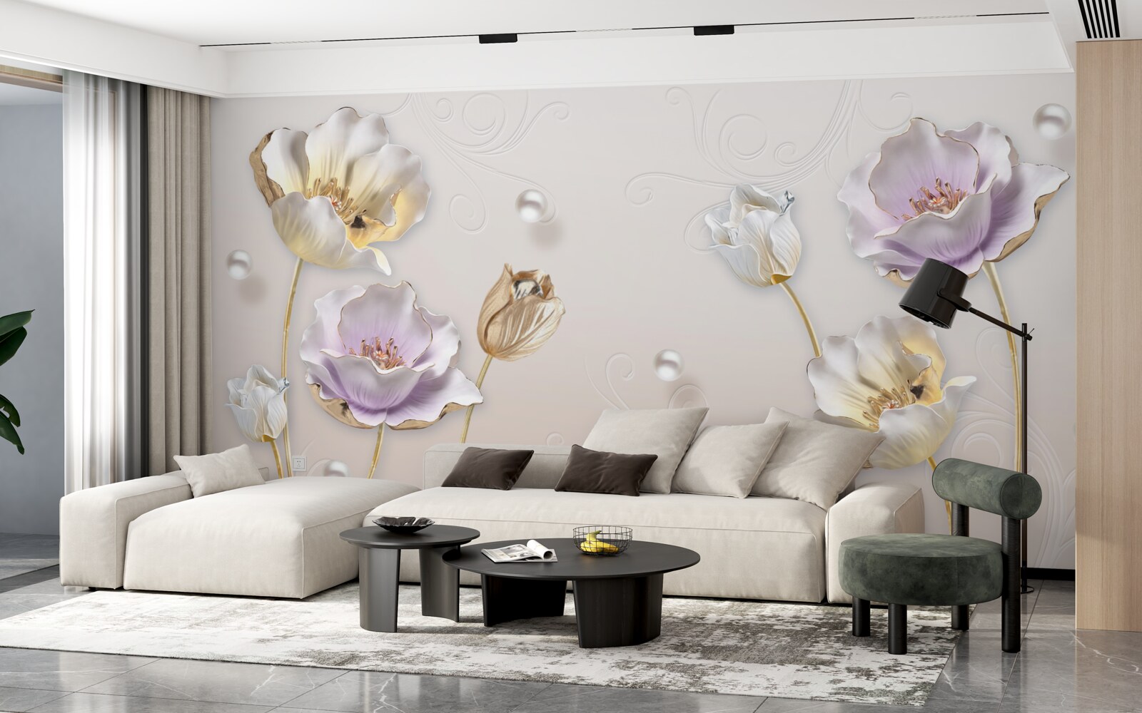 Fotobehang dunne knoppen op een zachte rug