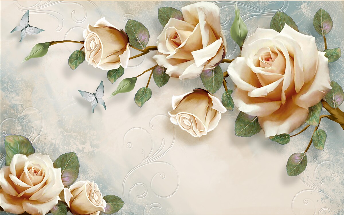 Fotobehang zachte rozen in romige tinten