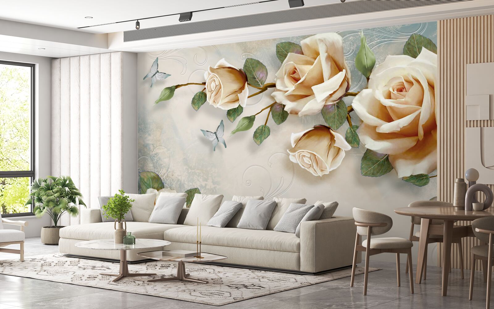 Fotobehang zachte rozen in romige tinten