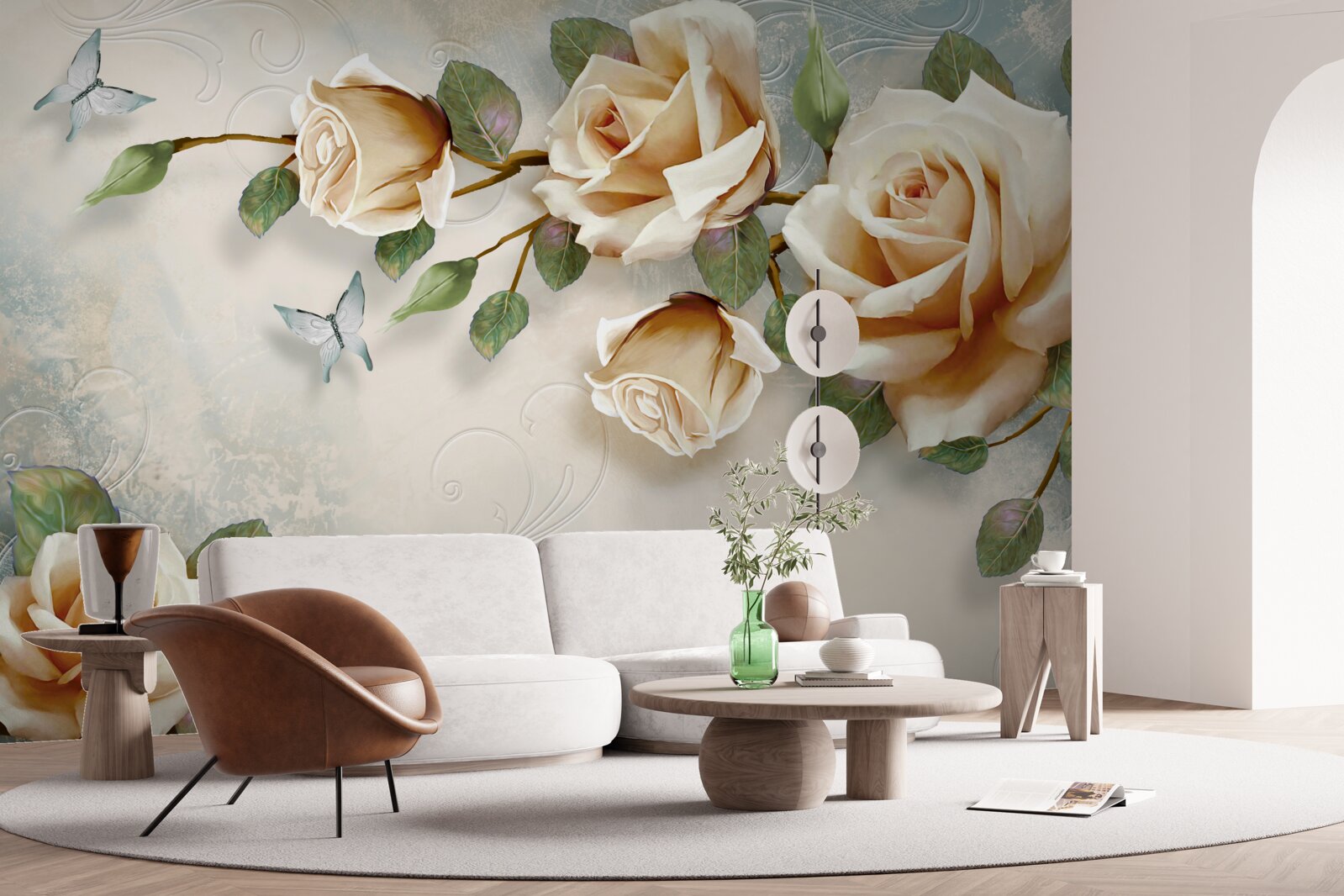 Fotobehang zachte rozen in romige tinten