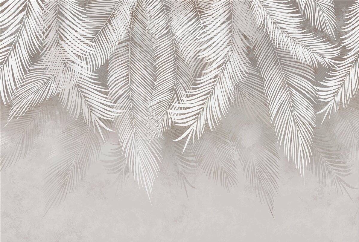 Fotobehang lichtgrijze bladeren vallen