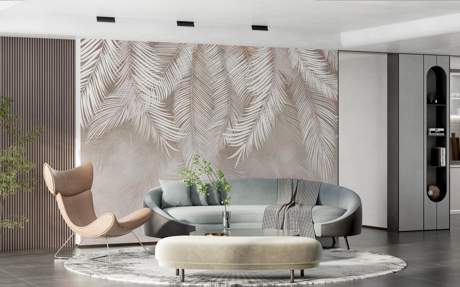 Fotobehang de bladeren zijn witachtig, als veren