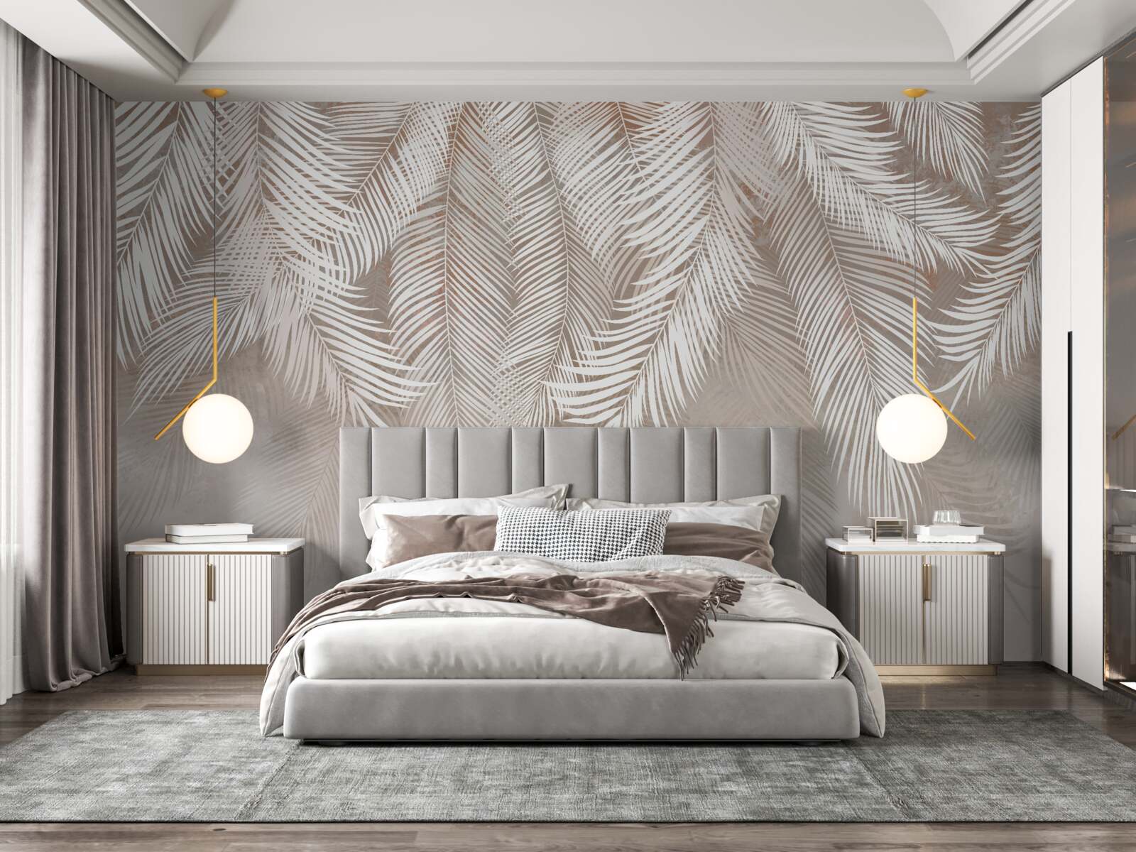 Fotobehang de bladeren zijn witachtig, als veren