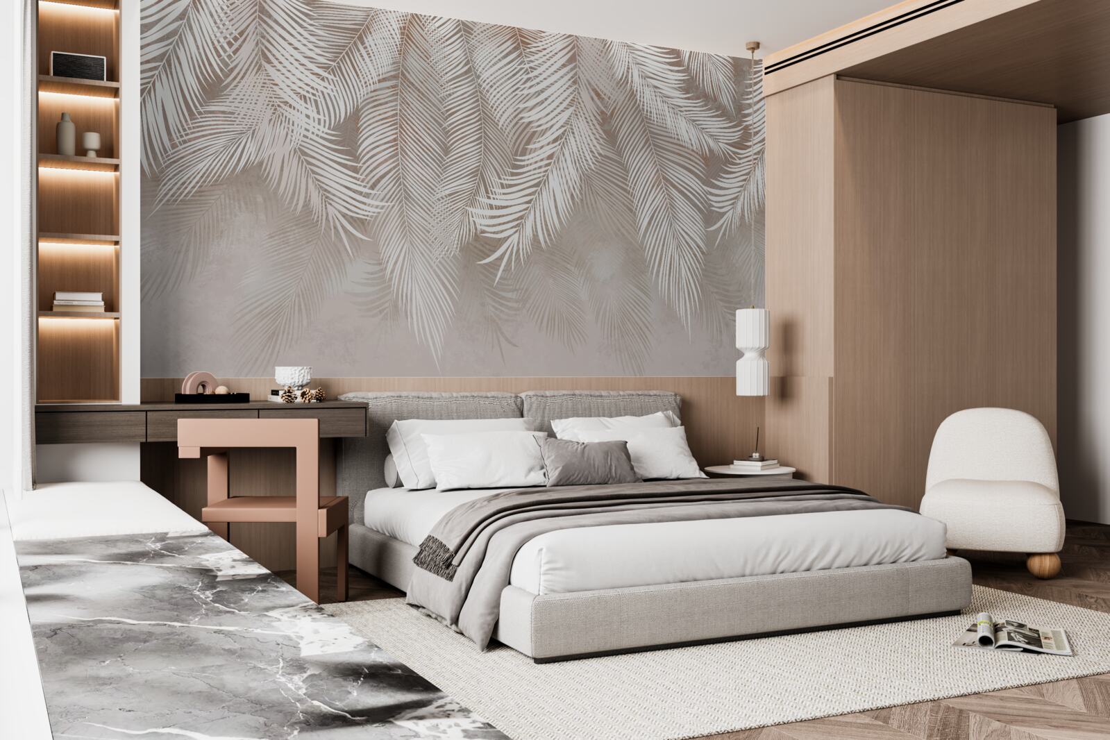 Fotobehang de bladeren zijn witachtig, als veren