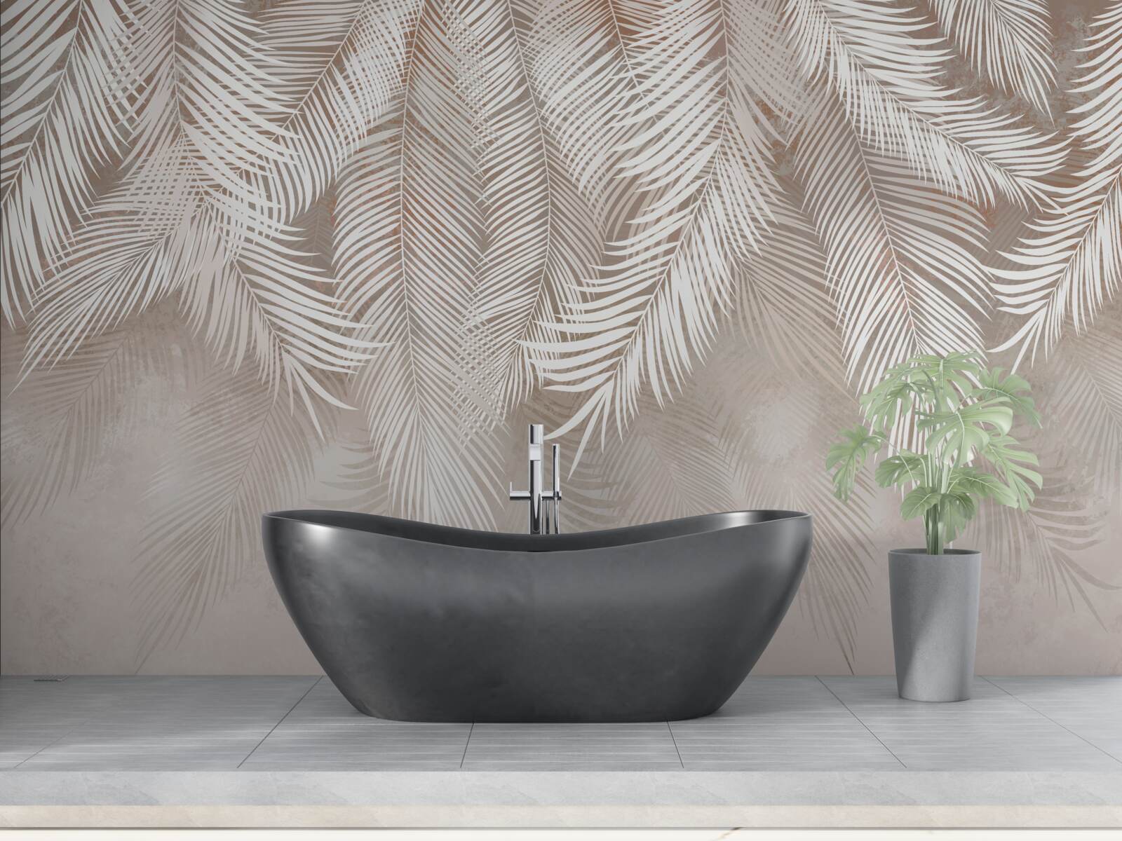 Fotobehang de bladeren zijn witachtig, als veren