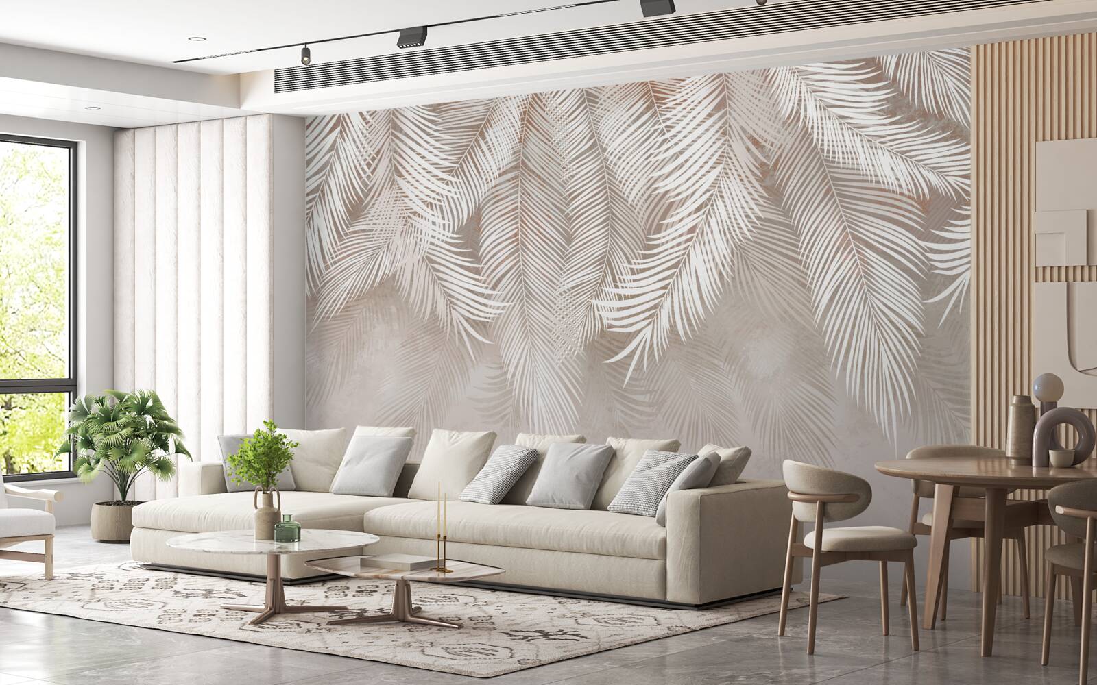 Fotobehang de bladeren zijn witachtig, als veren