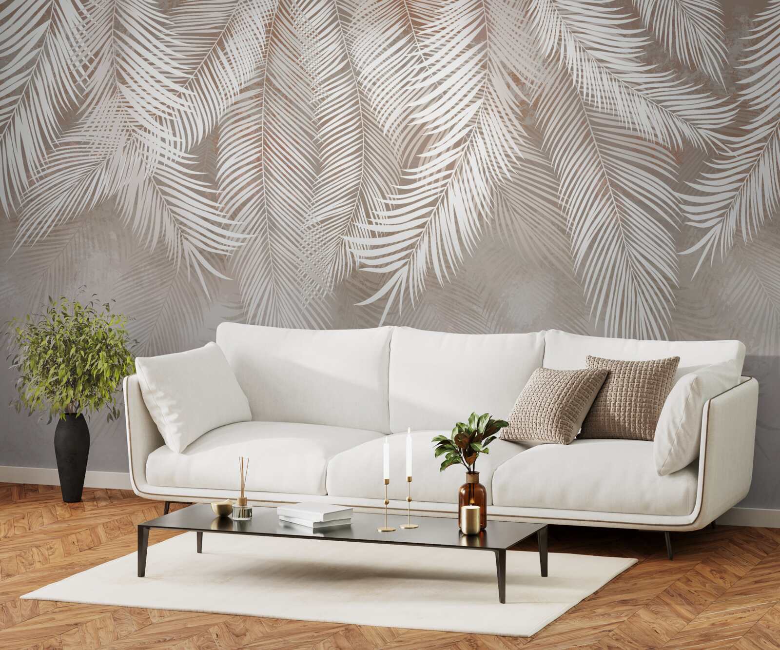 Fotobehang de bladeren zijn witachtig, als veren