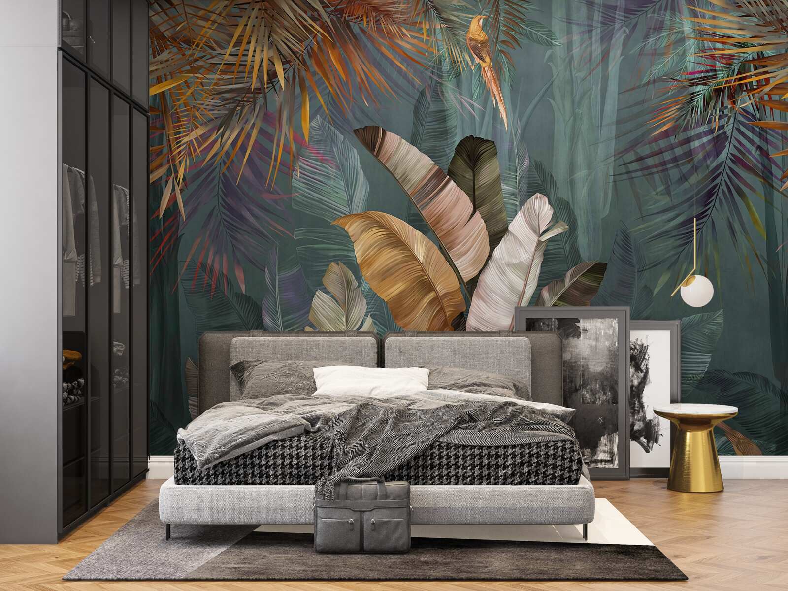 Fotobehang in de tropen wegen bladeren evenveel als fijne veren