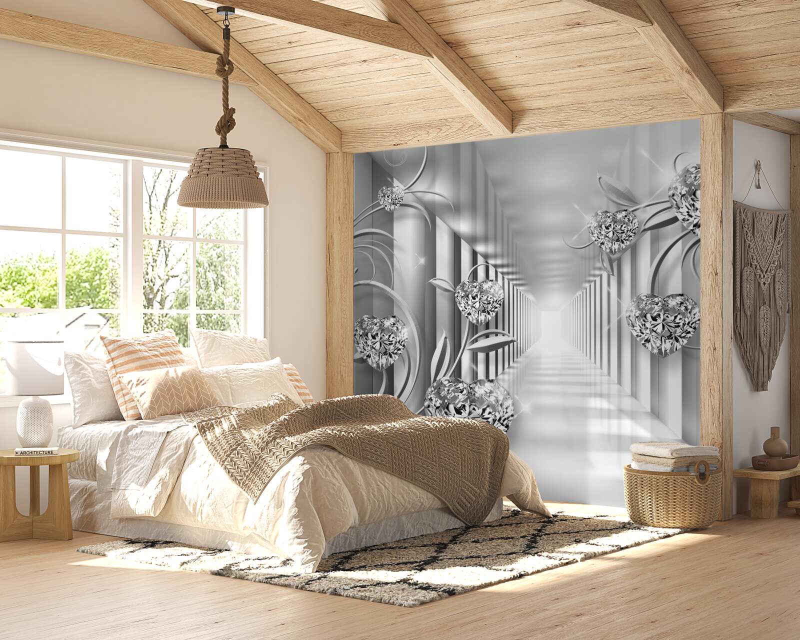 Fotobehang zilveren decoraties en zuilengalerij