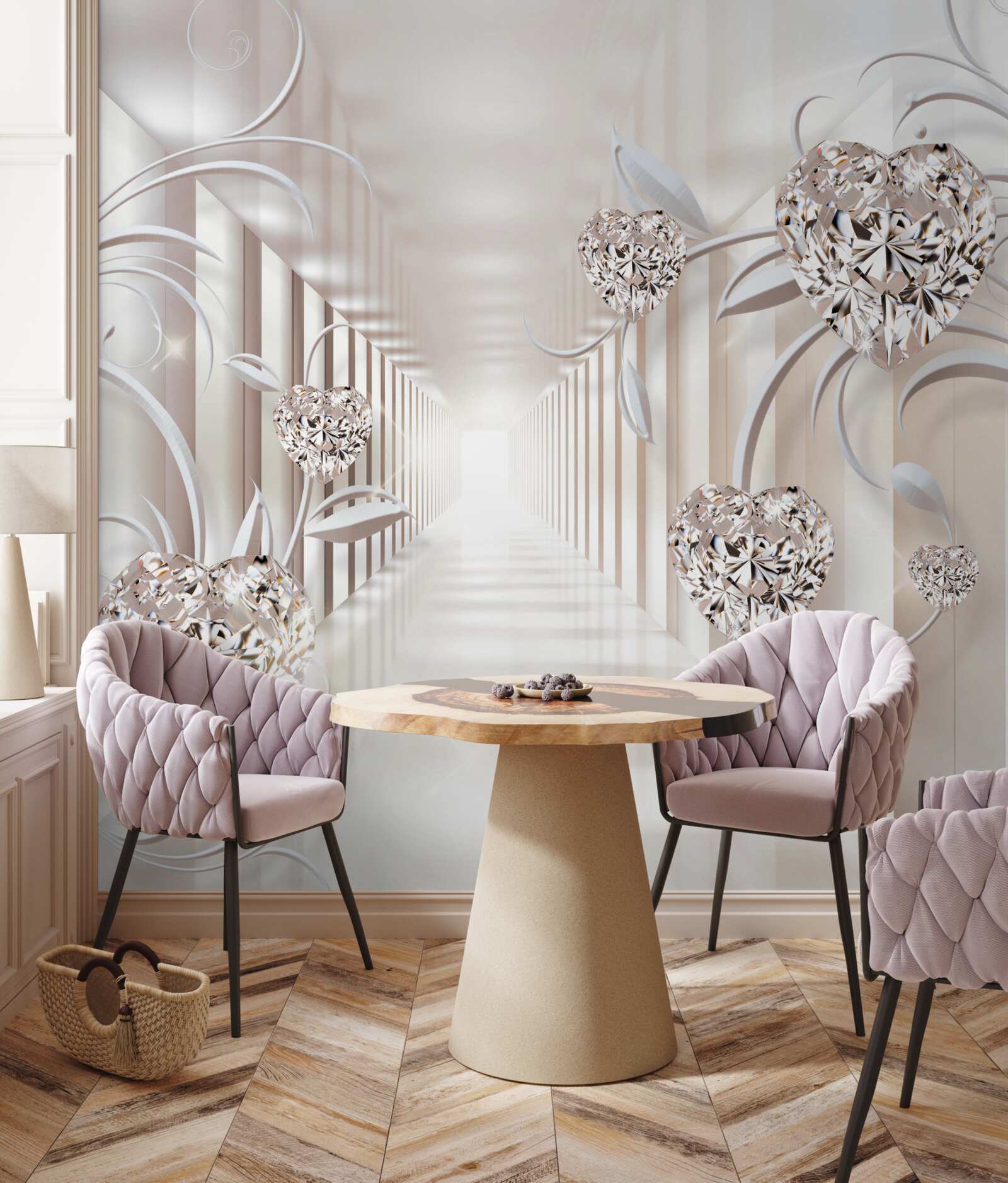 Fotobehang eindeloze tunnel van abstractie en gouden sieraden