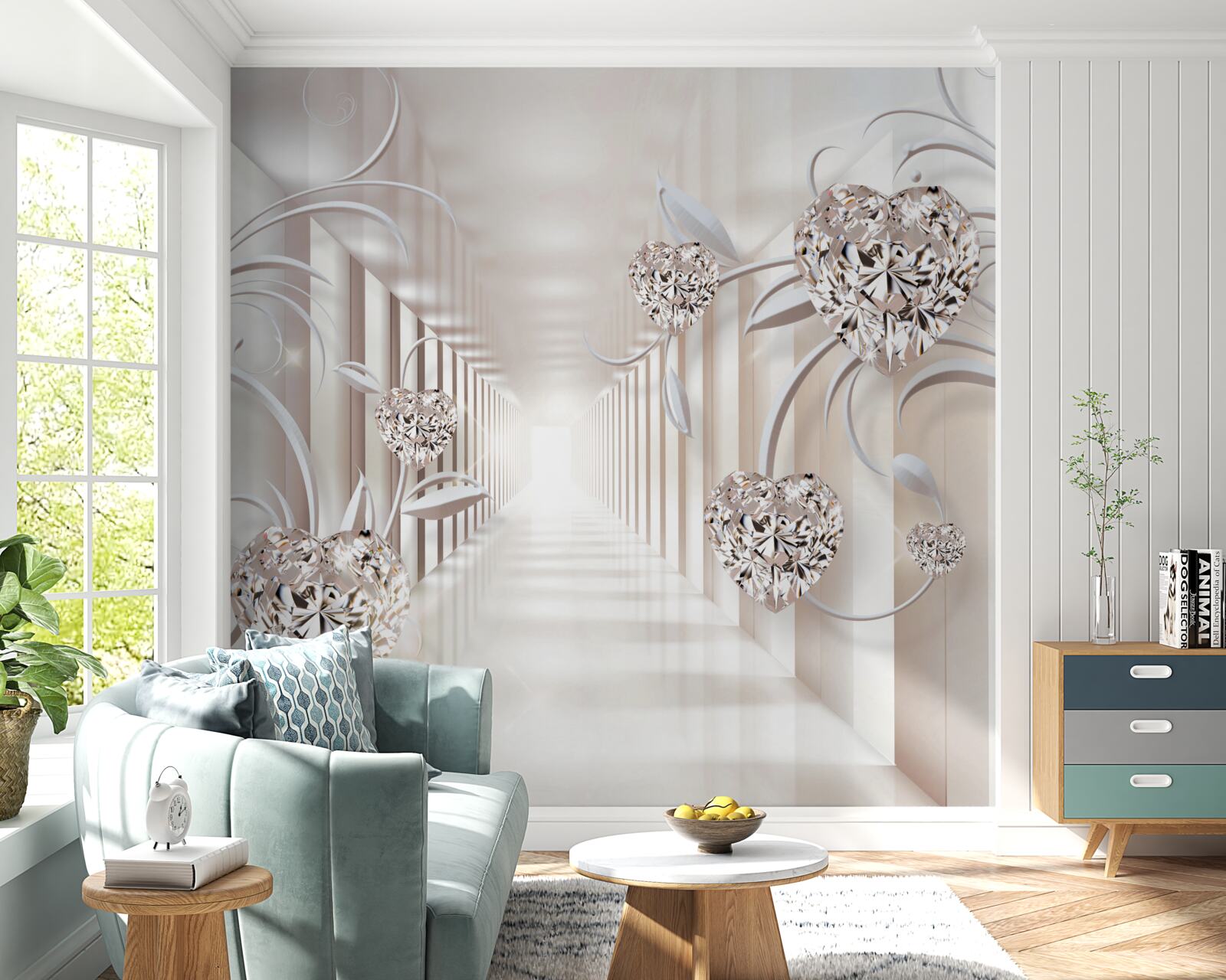 Fotobehang eindeloze tunnel van abstractie en gouden sieraden