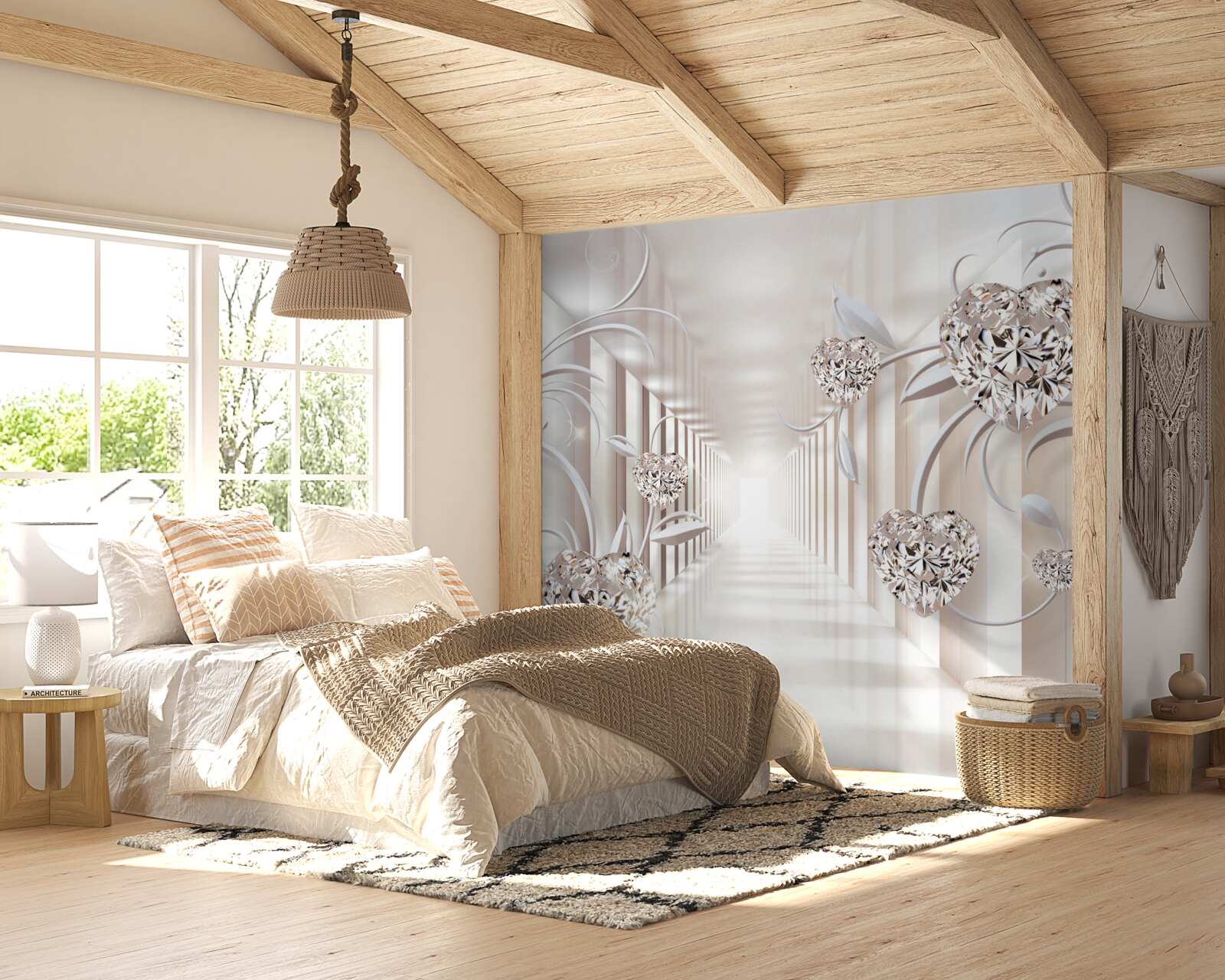 Fotobehang eindeloze tunnel van abstractie en gouden sieraden