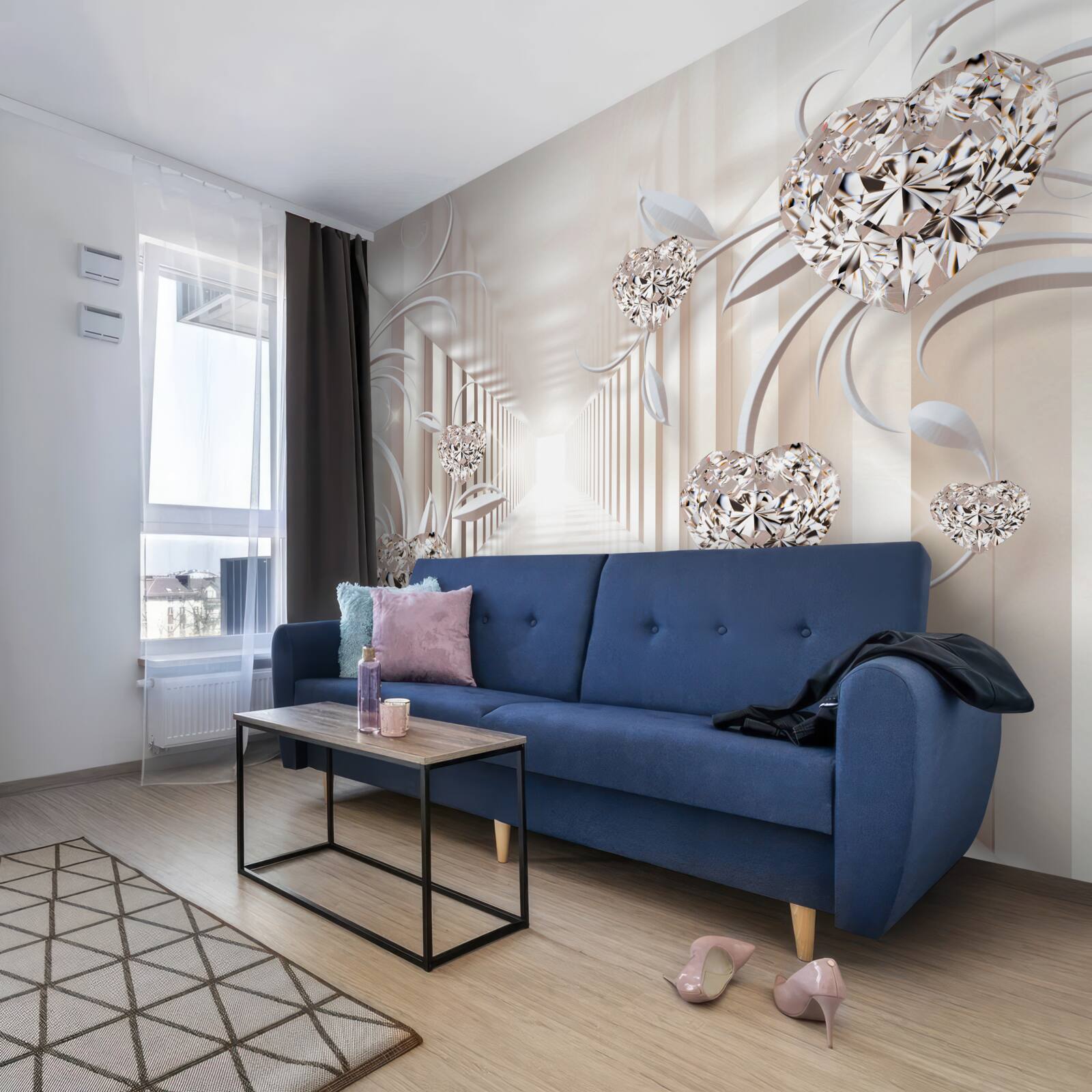 Fotobehang eindeloze tunnel van abstractie en gouden sieraden